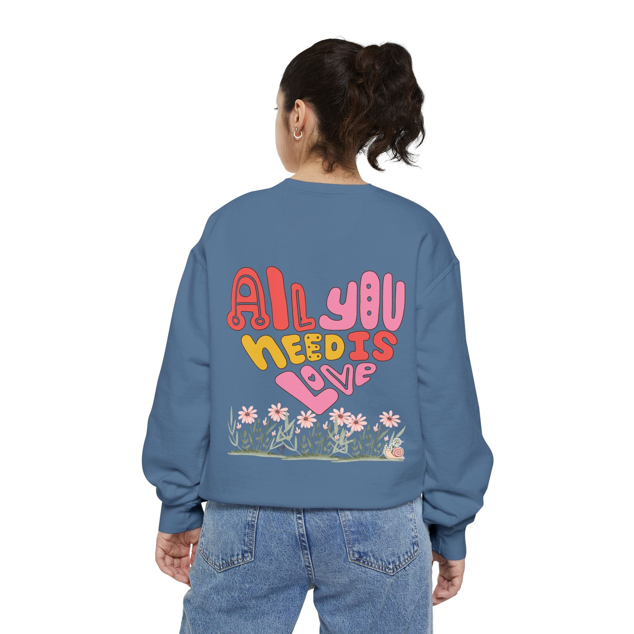 Retro Adult Female Crew Neck Sweatshirt:  All You Need is Love