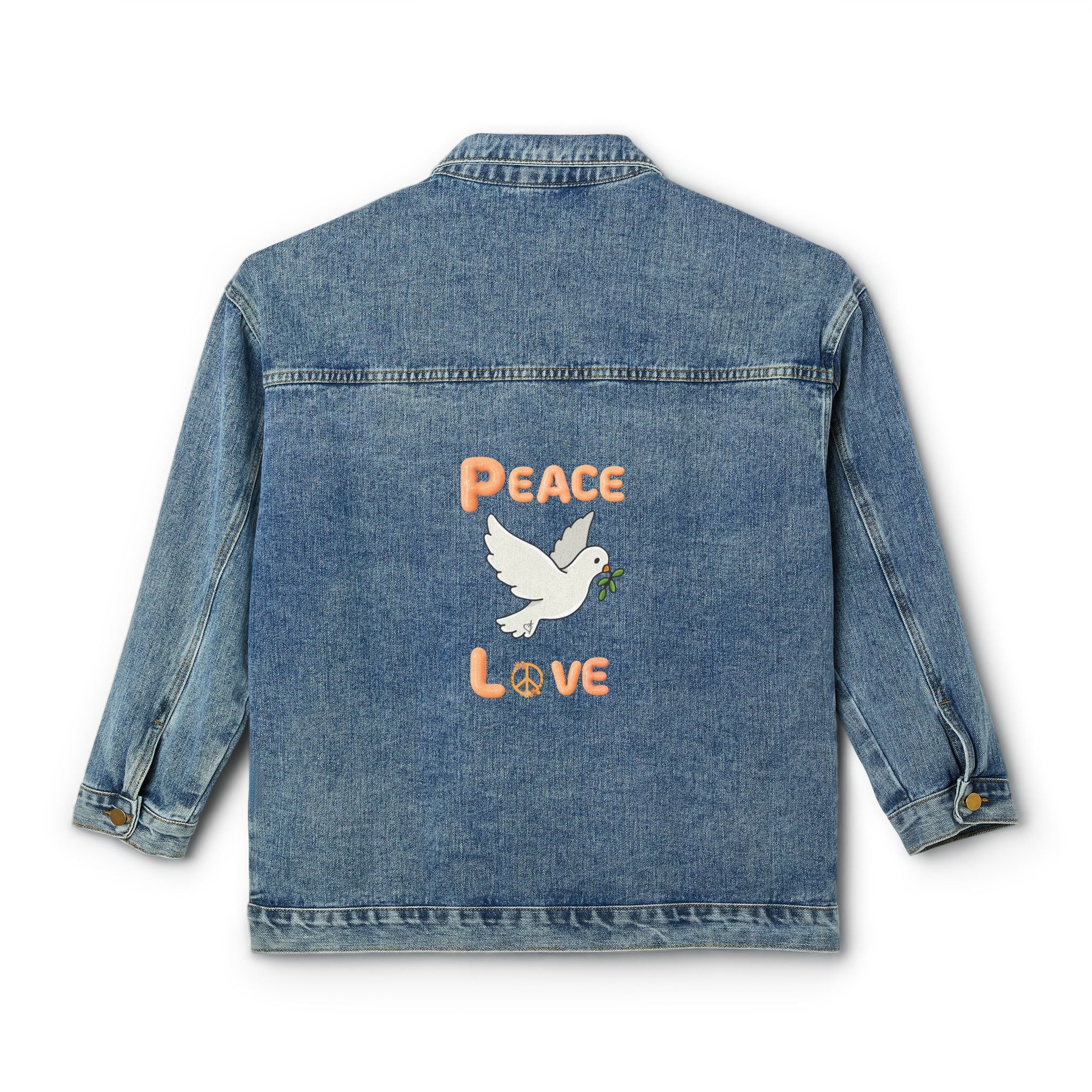 Denim Jacket Adult Female:  Peace I Leave You – Dove Jacket