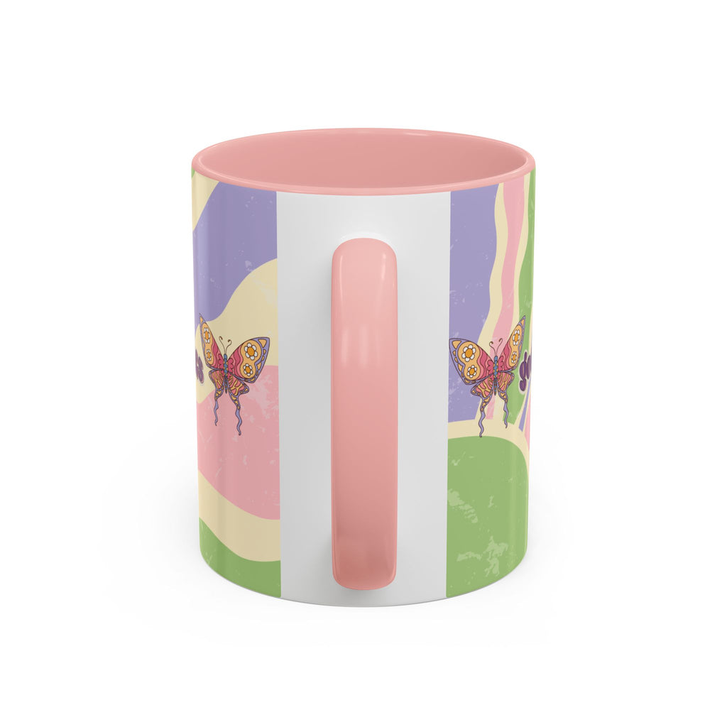 Peace & Love Good Vibes Ceramic Mug — Boho Butterfly & Dove Design (11, 15oz)