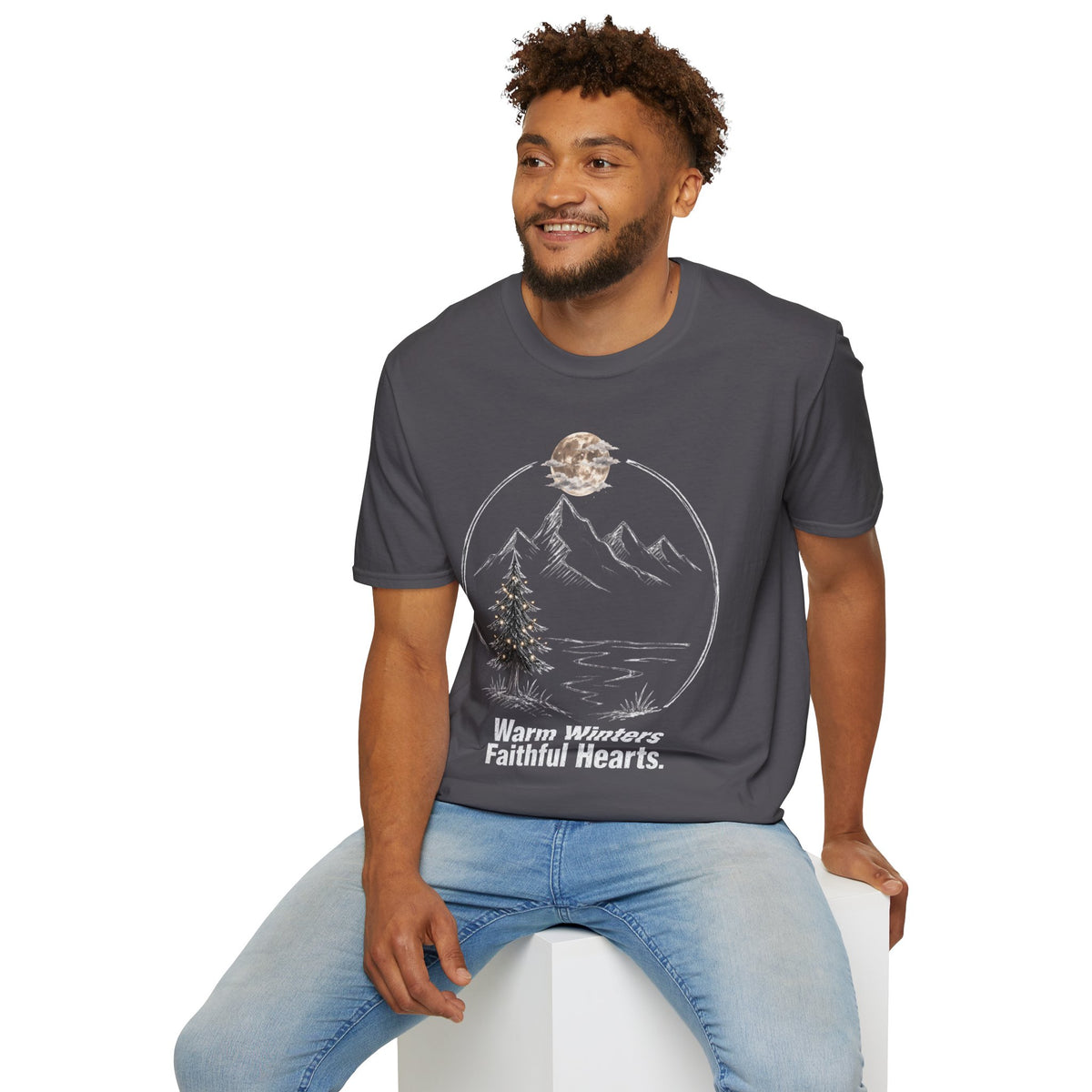 Warm Winters, Faithful Hearts Men's Christmas T-Shirt