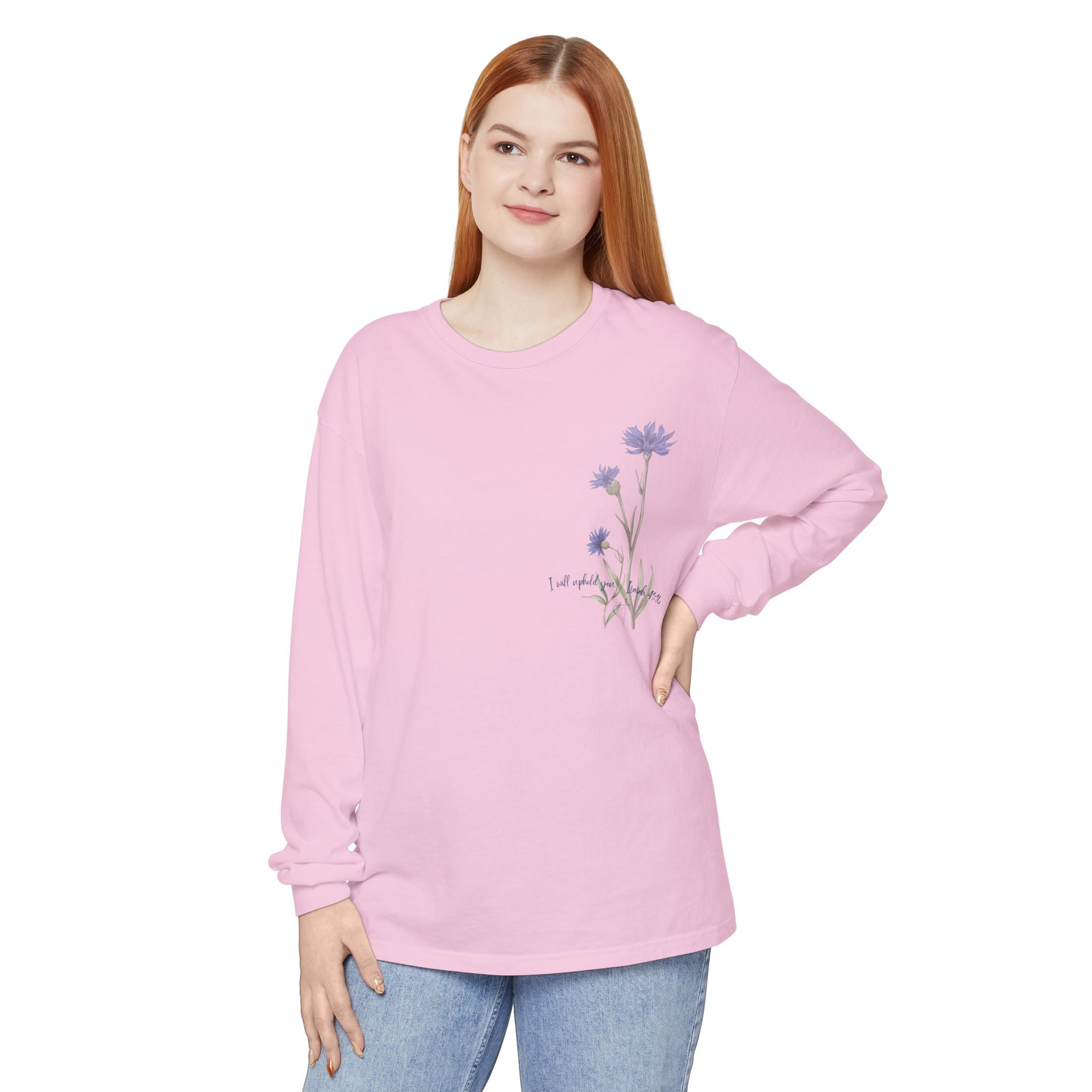 Fear Not – I Will Uphold You:  Isaiah 41:10 Women's Long Sleeve Faith Tee