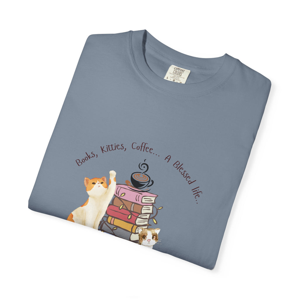 Books Kitties Coffee - A Blessed Life Relaxed Tee