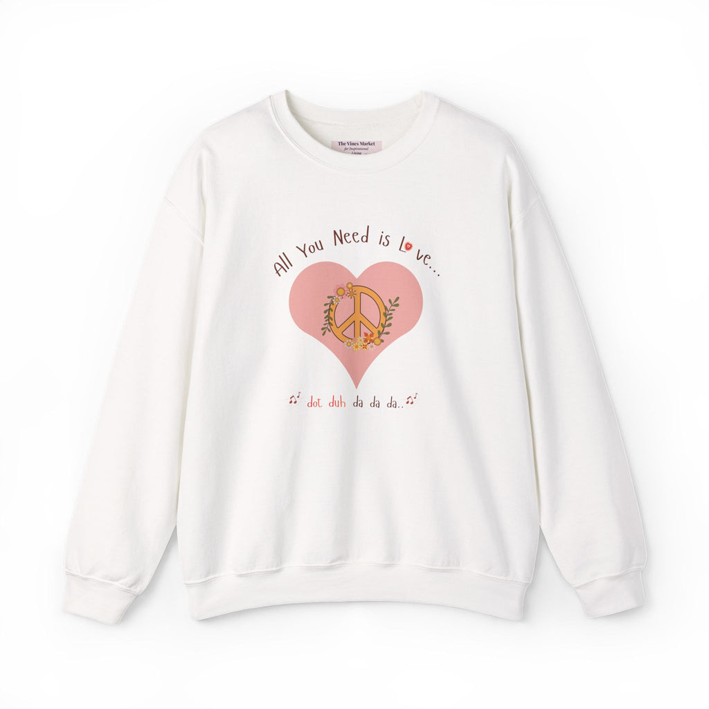 Peace and Love:  Retro All You Need is Love Sweatshirt -- For Her