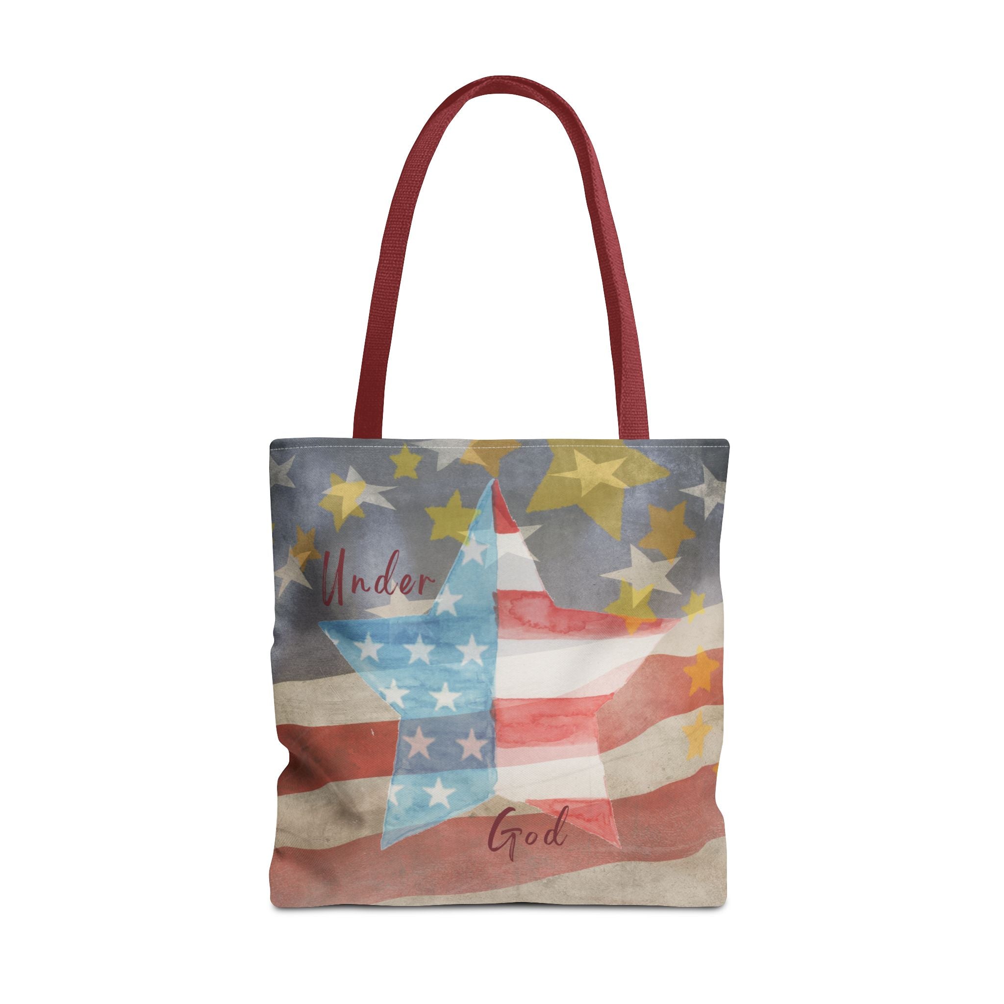 Under God | Watercolor Stars and Stripes Tote Bag 3 Sizes