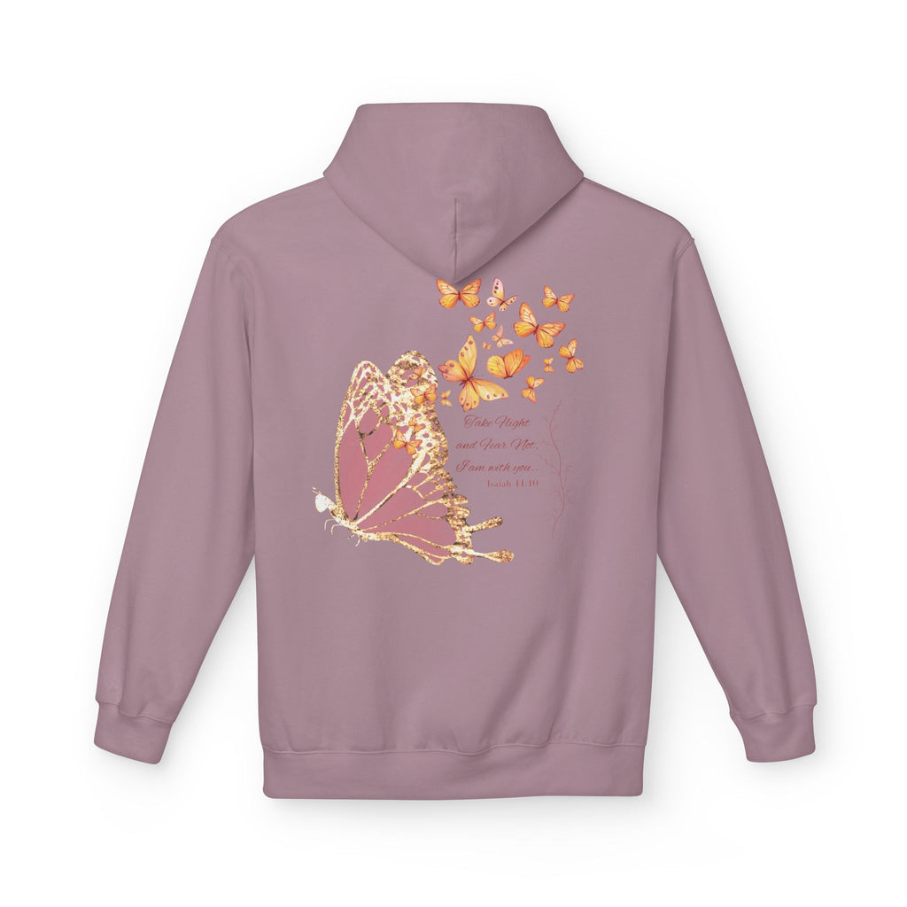 Adult Female Lightweight Soft Fleece Style Hoodie With Pockets:  "I am With You"  (Isaiah 41:10)