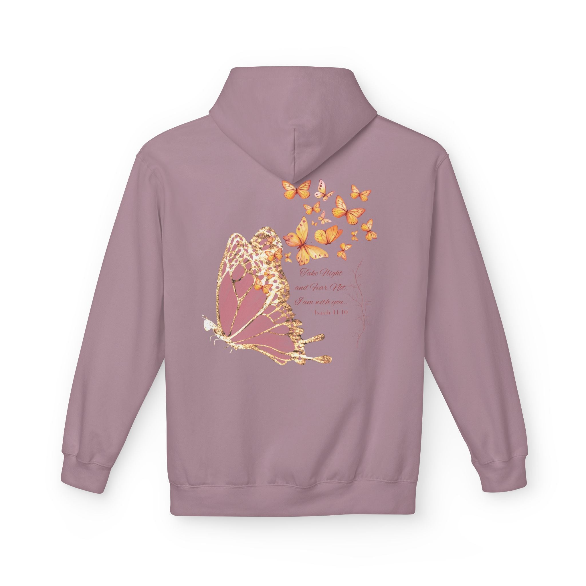 Adult Female Lightweight Soft Fleece Style Hoodie With Pockets:  "I am With You"  (Isaiah 41:10)