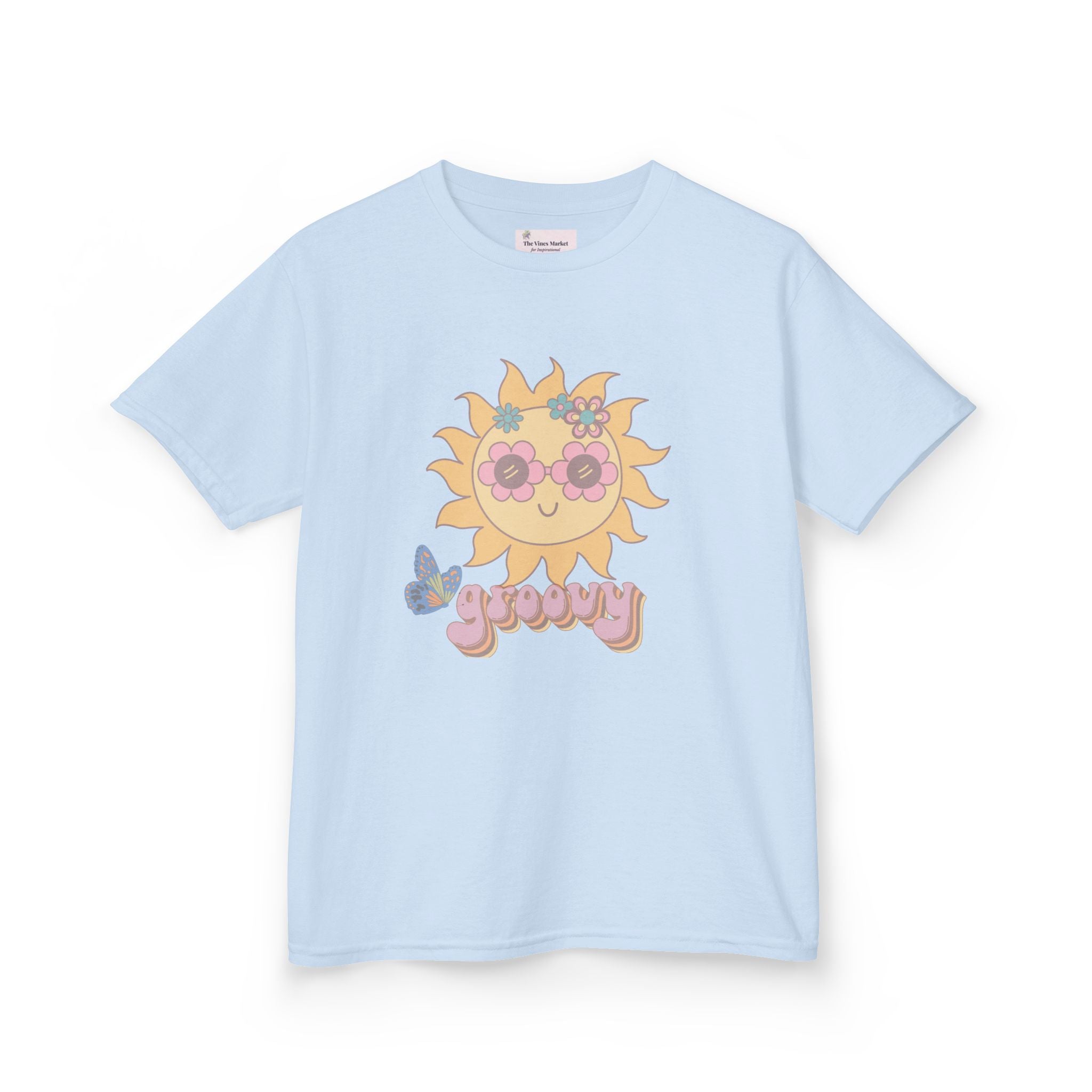 Peace and Love Groovy Sun Kids Tee — Retro 70s Graphic T-Shirt for Boys & Girls