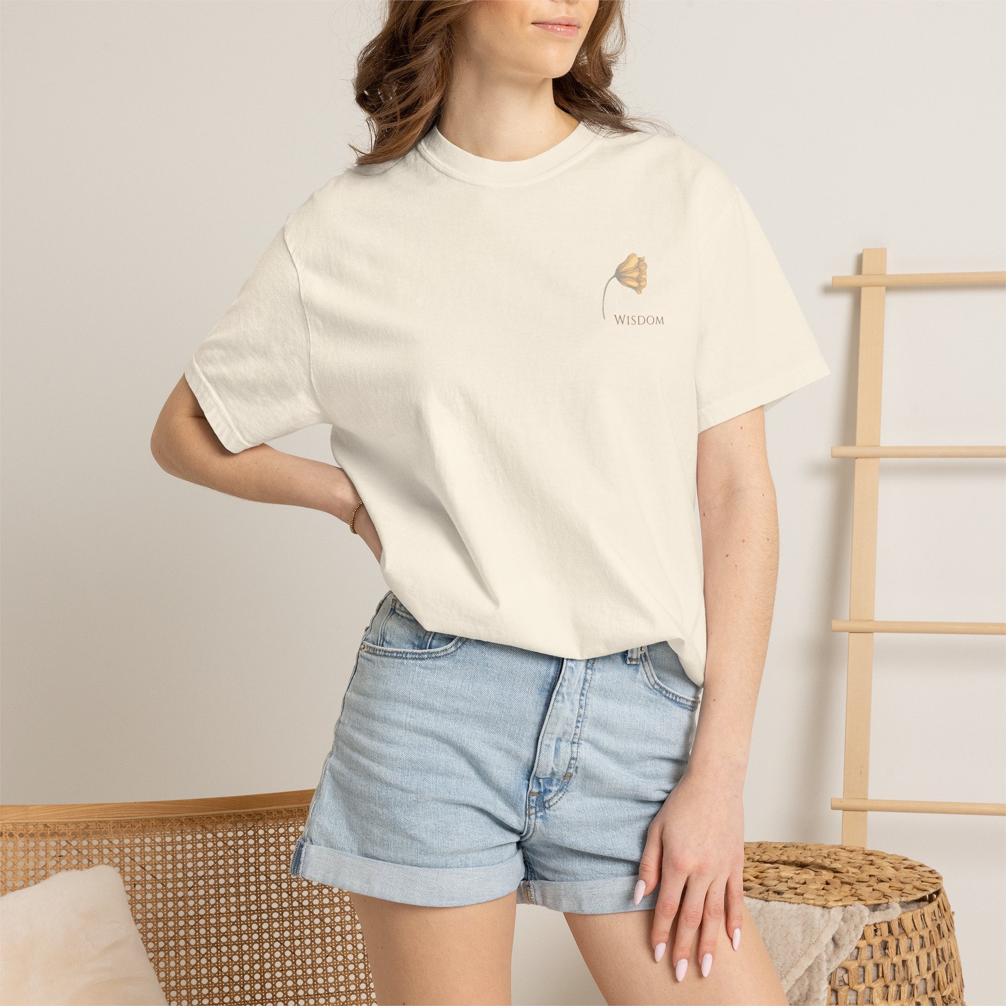 Whispers Collection™ | “Wisdom” Comfort Colors® Garment-Dyed Tee | Inspirational Botanical Shirt | Literary Minimalist Graphic Tee Women Adult