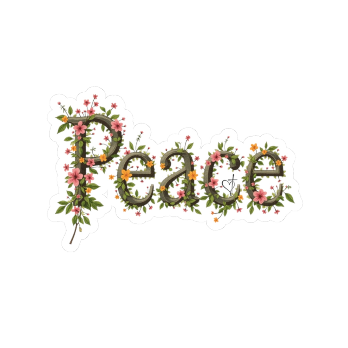 Peace Floral Sticker — Kiss-Cut Decorative Laptop & Water Bottle Decal
