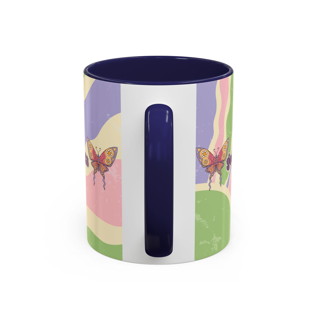 Peace & Love Good Vibes Ceramic Mug — Boho Butterfly & Dove Design (11, 15oz)