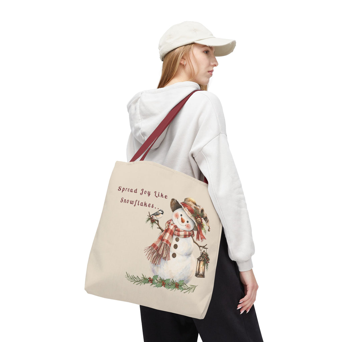Spread Joy Like Snowflakes | Snowman Tote Bag