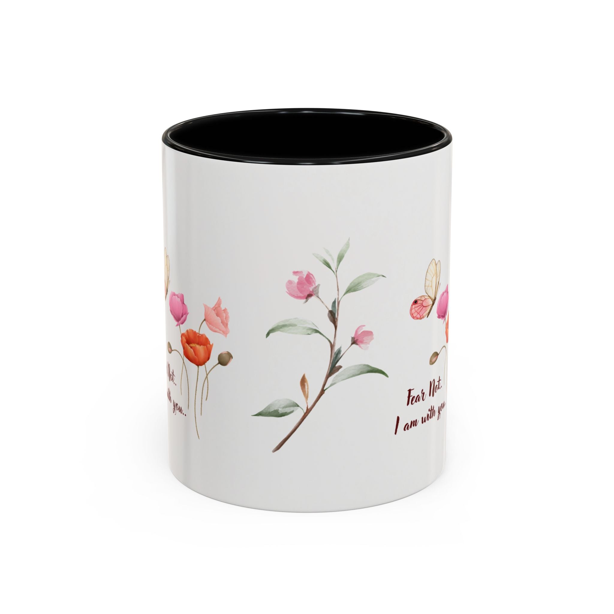 "Fear Not I am With You" Poppies Coffee Mug - Morning Grace in Every Sip (11, 15oz)