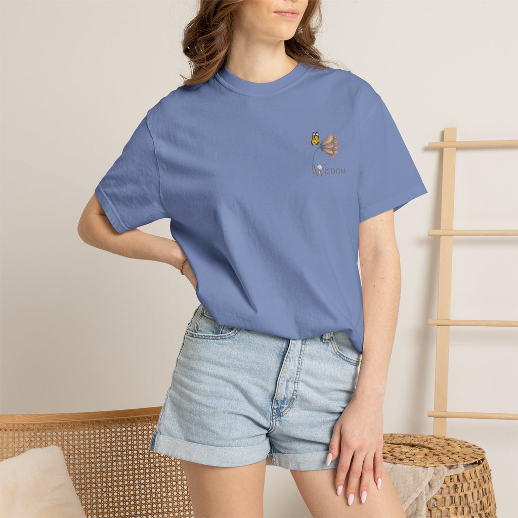Whispers Collection™ | “Wisdom” Comfort Colors® Garment-Dyed Tee | Inspirational Botanical Shirt | Literary Minimalist Graphic Tee Women Adult