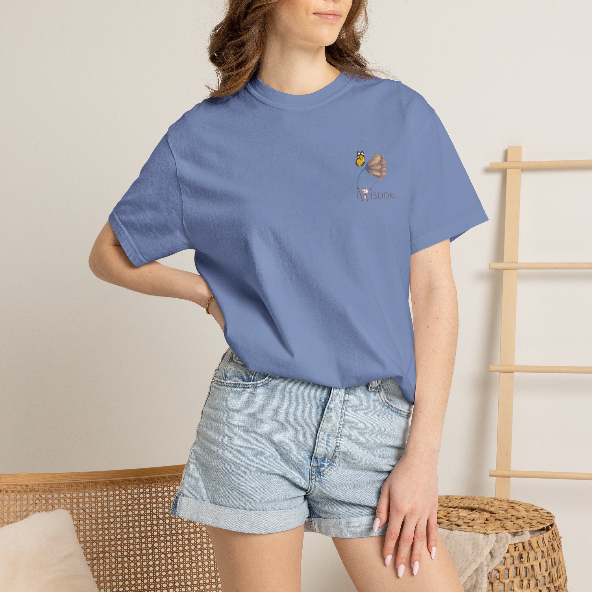Whispers Collection™ | “Wisdom” Comfort Colors® Garment-Dyed Tee | Inspirational Botanical Shirt | Literary Minimalist Graphic Tee Women Adult