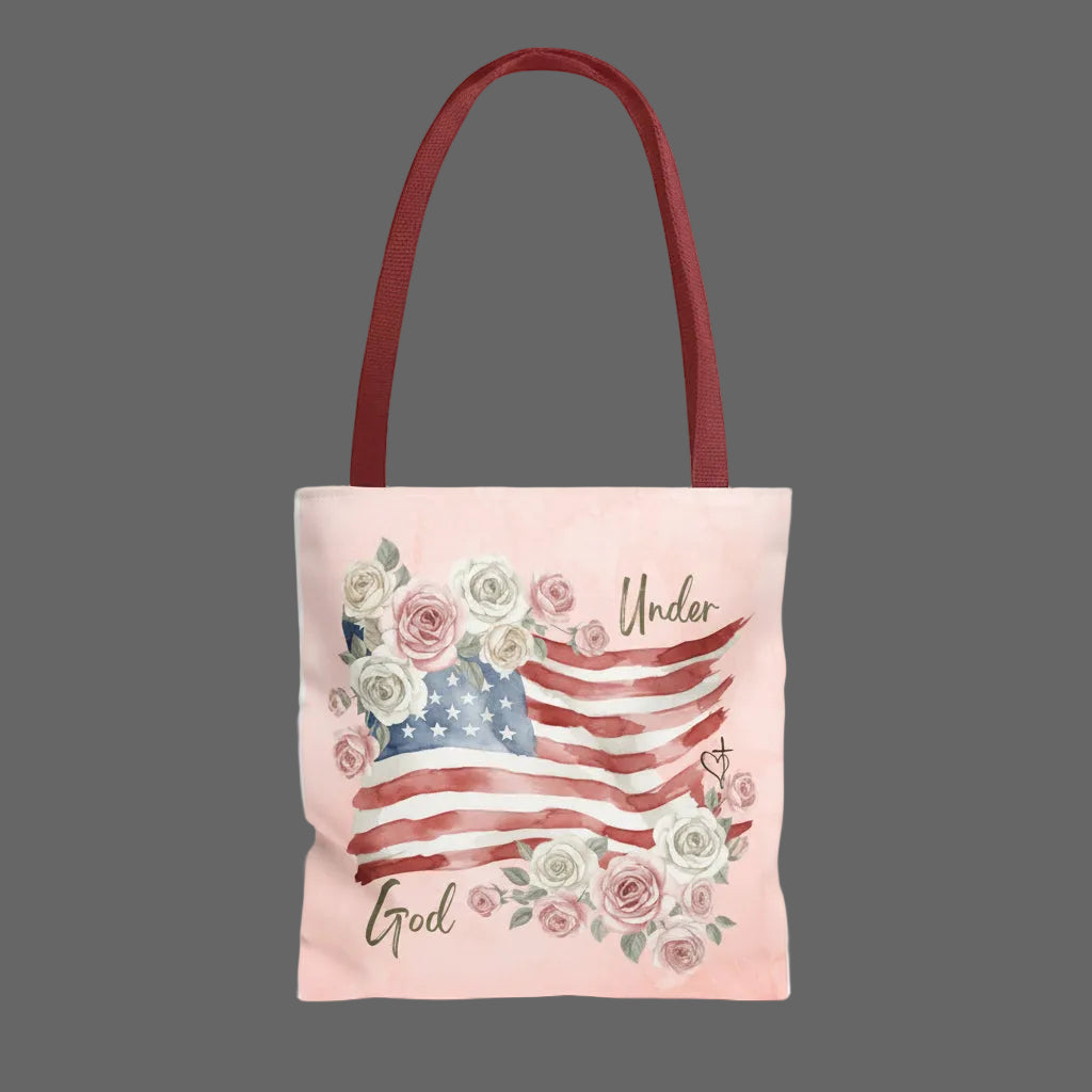 Under God | Watercolor Flag & Roses Tote Bag