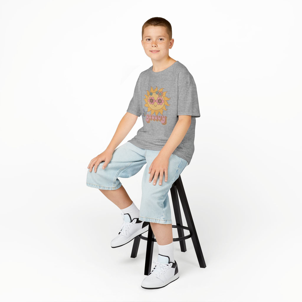 Peace and Love Groovy Sun Kids Tee — Retro 70s Graphic T-Shirt for Boys & Girls