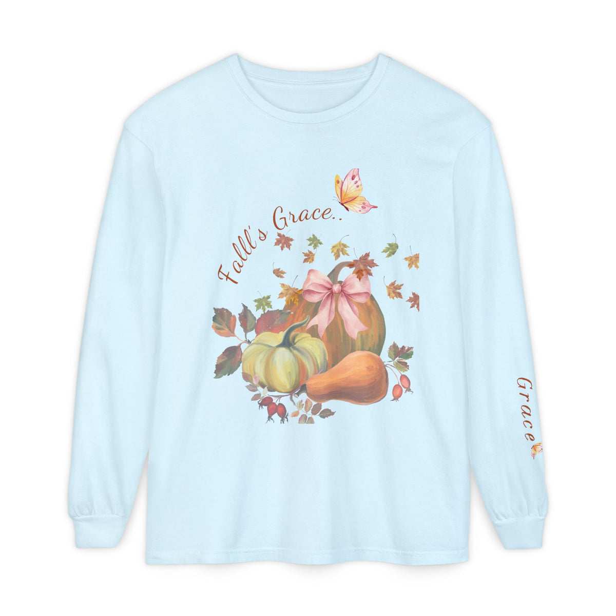 Fall’s Grace | Women’s Pumpkin Long-Sleeve Tee
