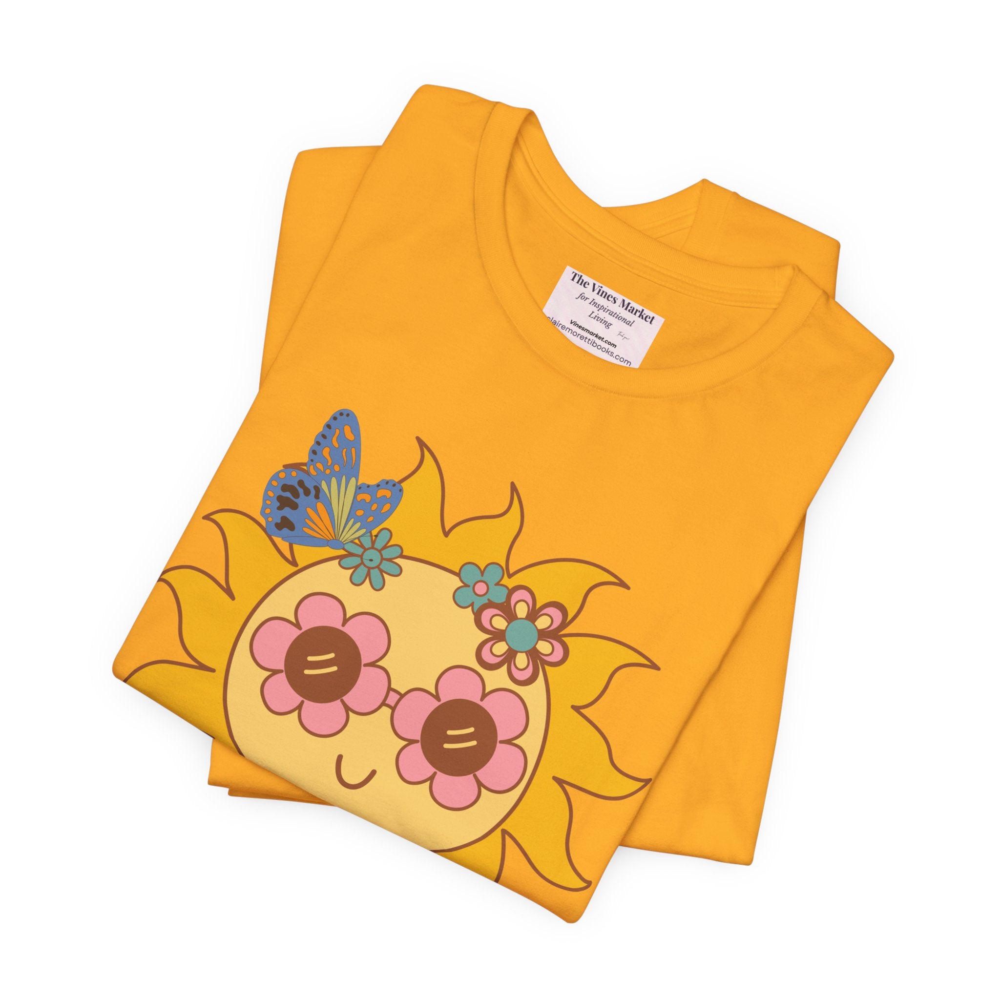 Groovy Sunflower Tee — 70s Retro Sun Graphic T-Shirt