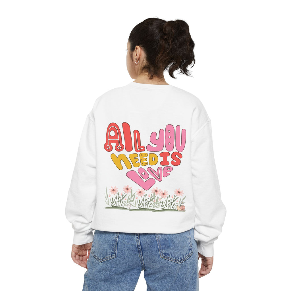 Retro Adult Female Crew Neck Sweatshirt:  All You Need is Love