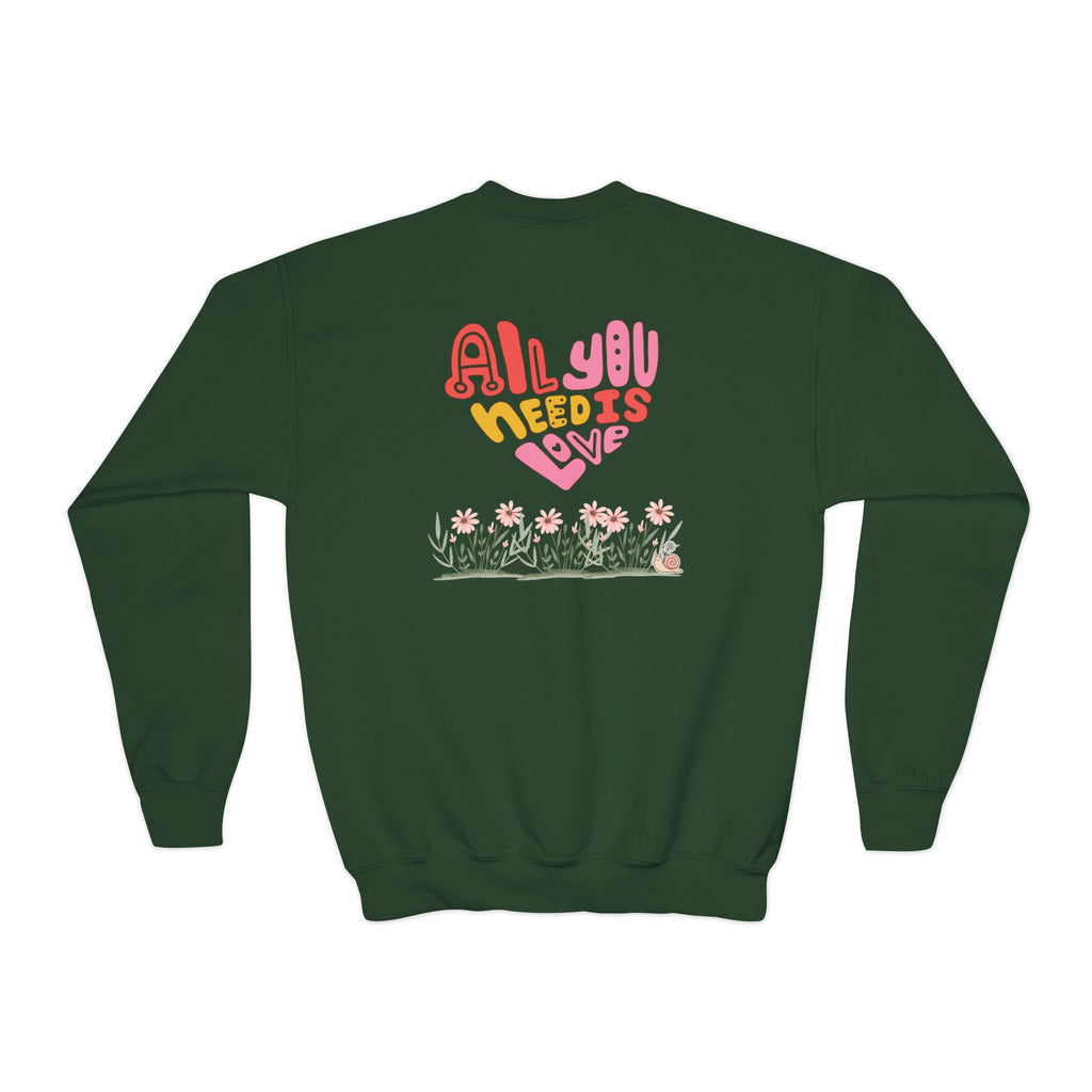 Youth Female Retro Crewneck Sweatshirt:  All You Need is Love
