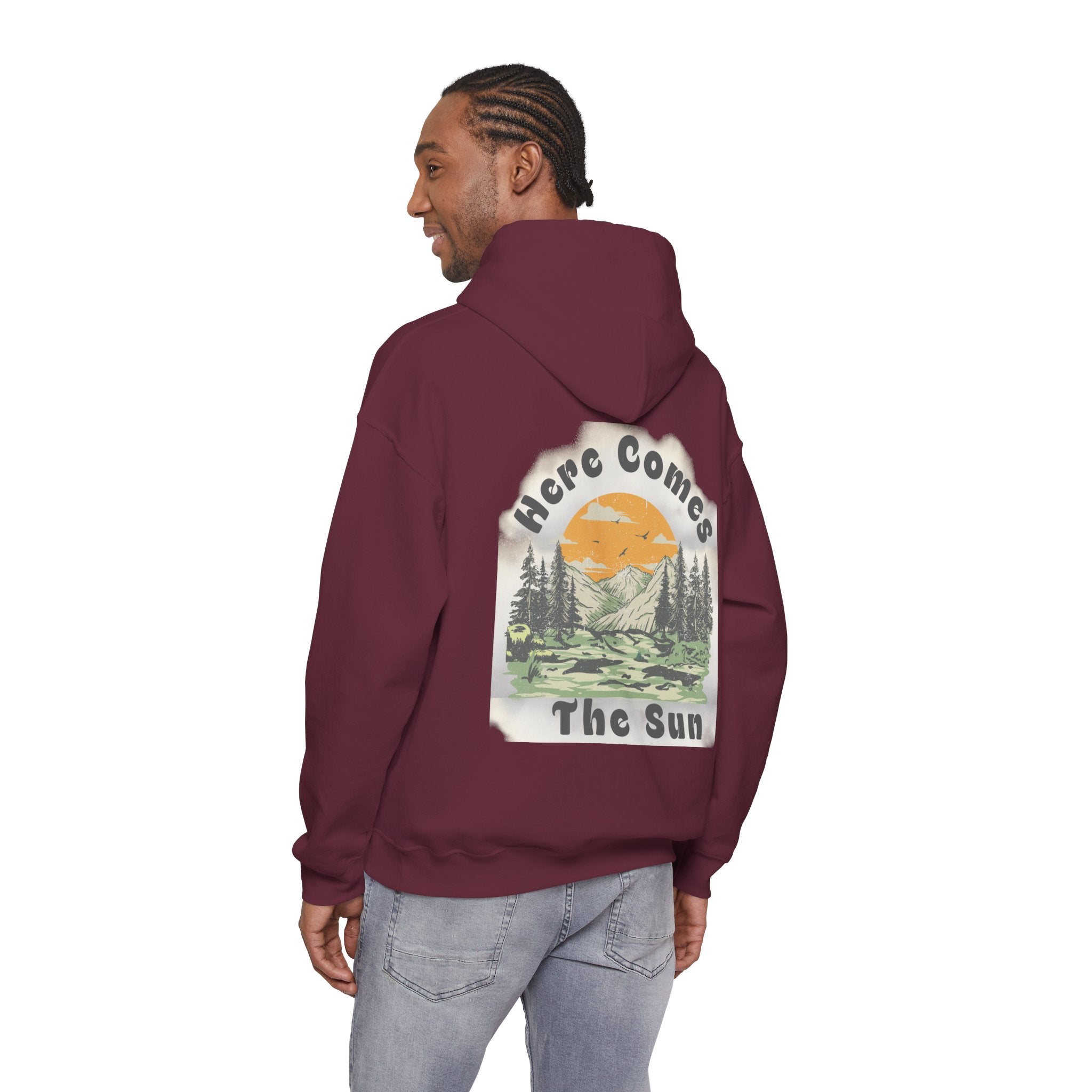 Here Comes The Sun — Unisex Retro Nature Graphic Hoodie