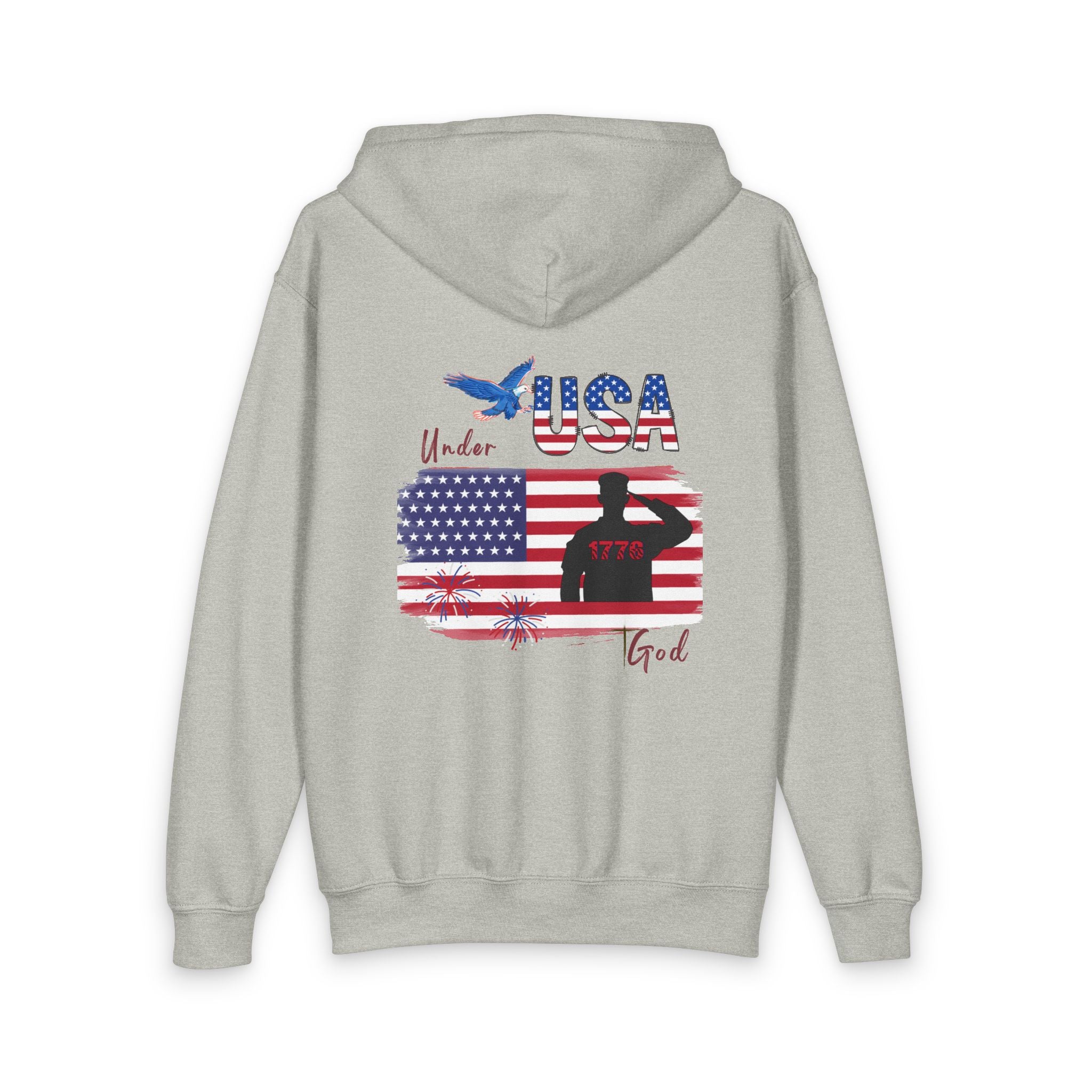 Youth Patriot 250 Anniversary Under God Heavy Blend Zipped Hoodie