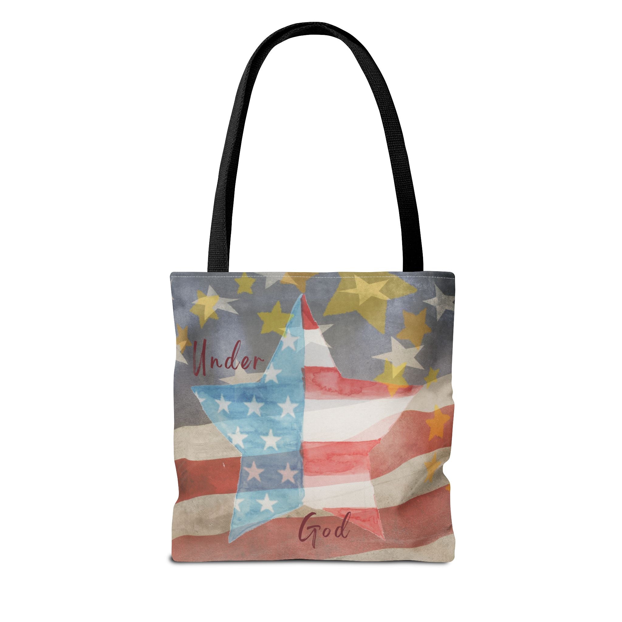 Under God | Watercolor Stars and Stripes Tote Bag 3 Sizes