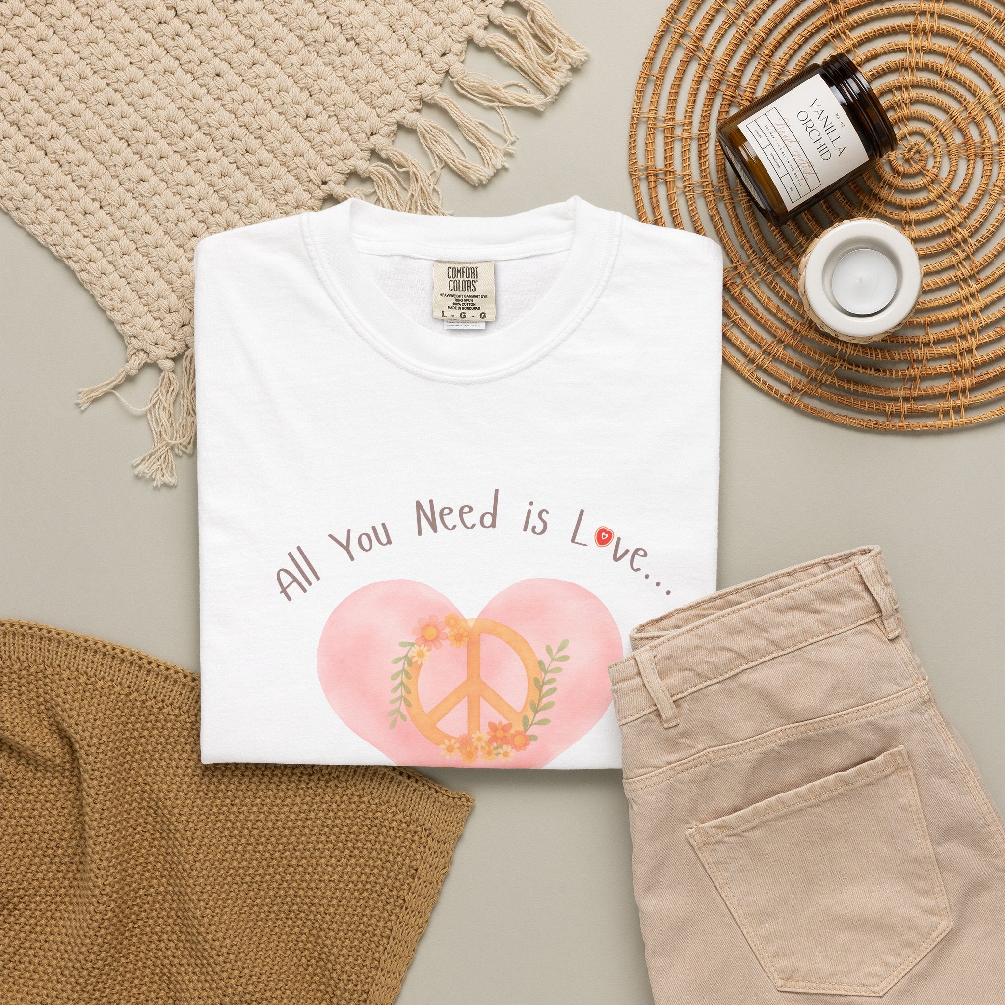 Peace and Love — Watercolor All You Need Is Love Tee — For Her