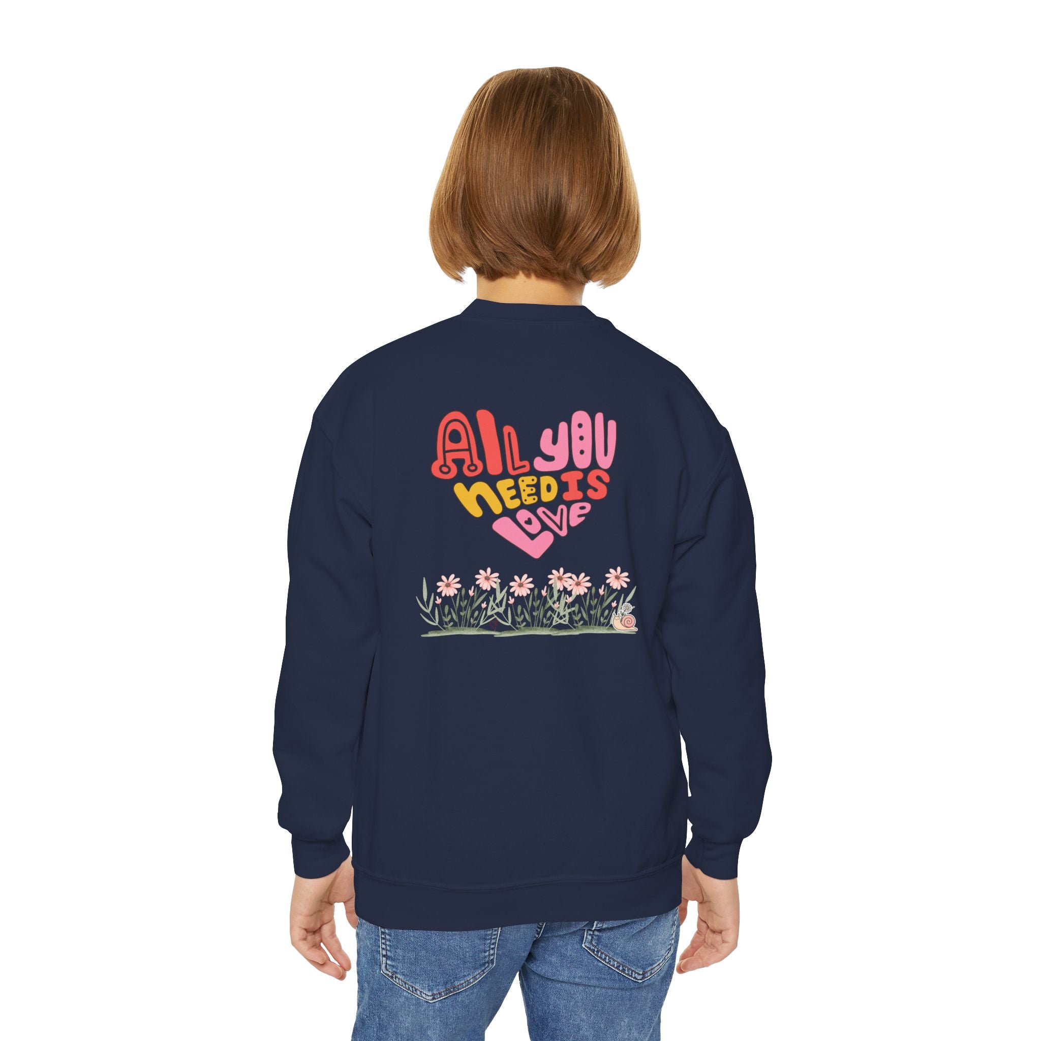 Youth Female Retro Crewneck Sweatshirt:  All You Need is Love