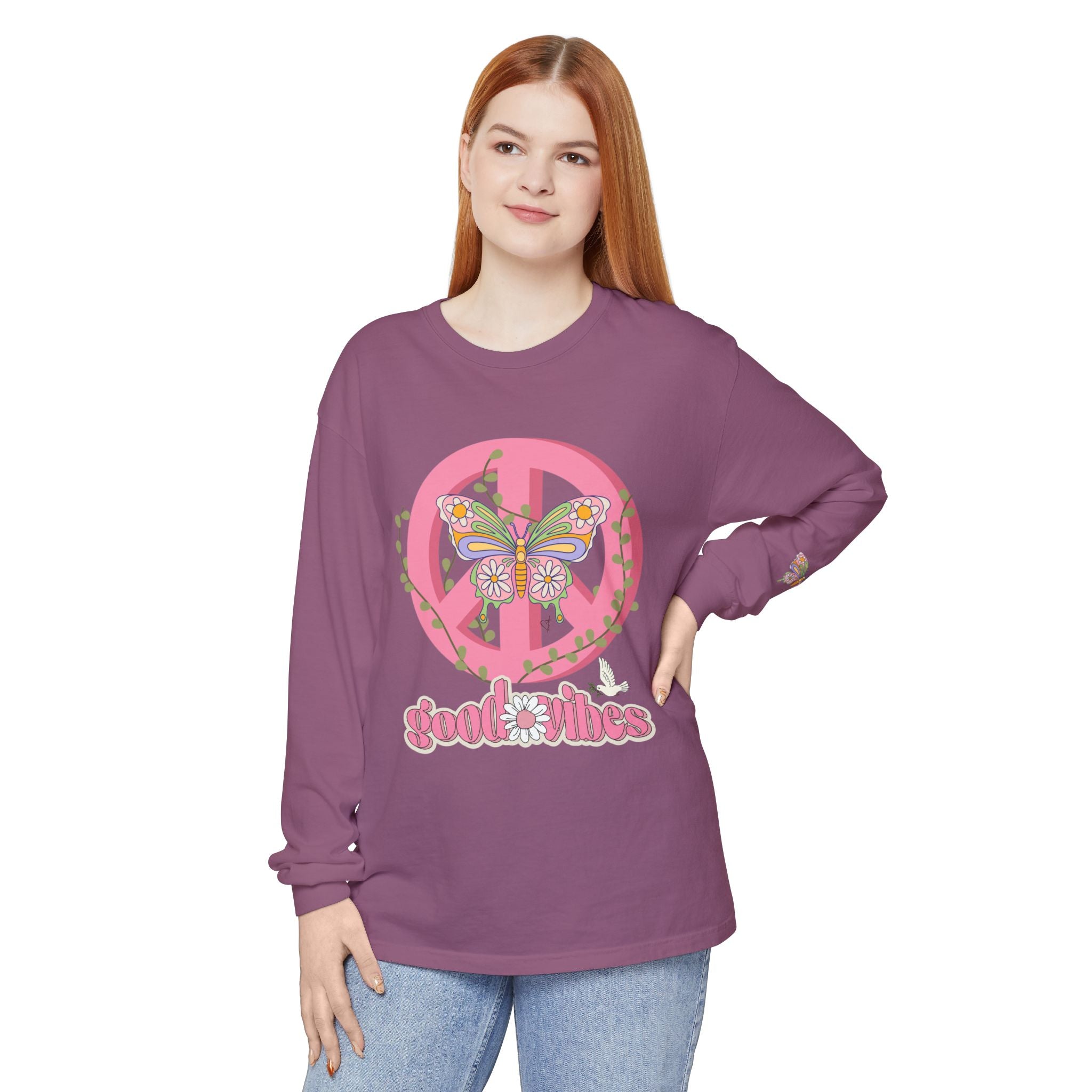 Good Vibes Peace and Love Soft Long Sleeve T-Shirt for Her