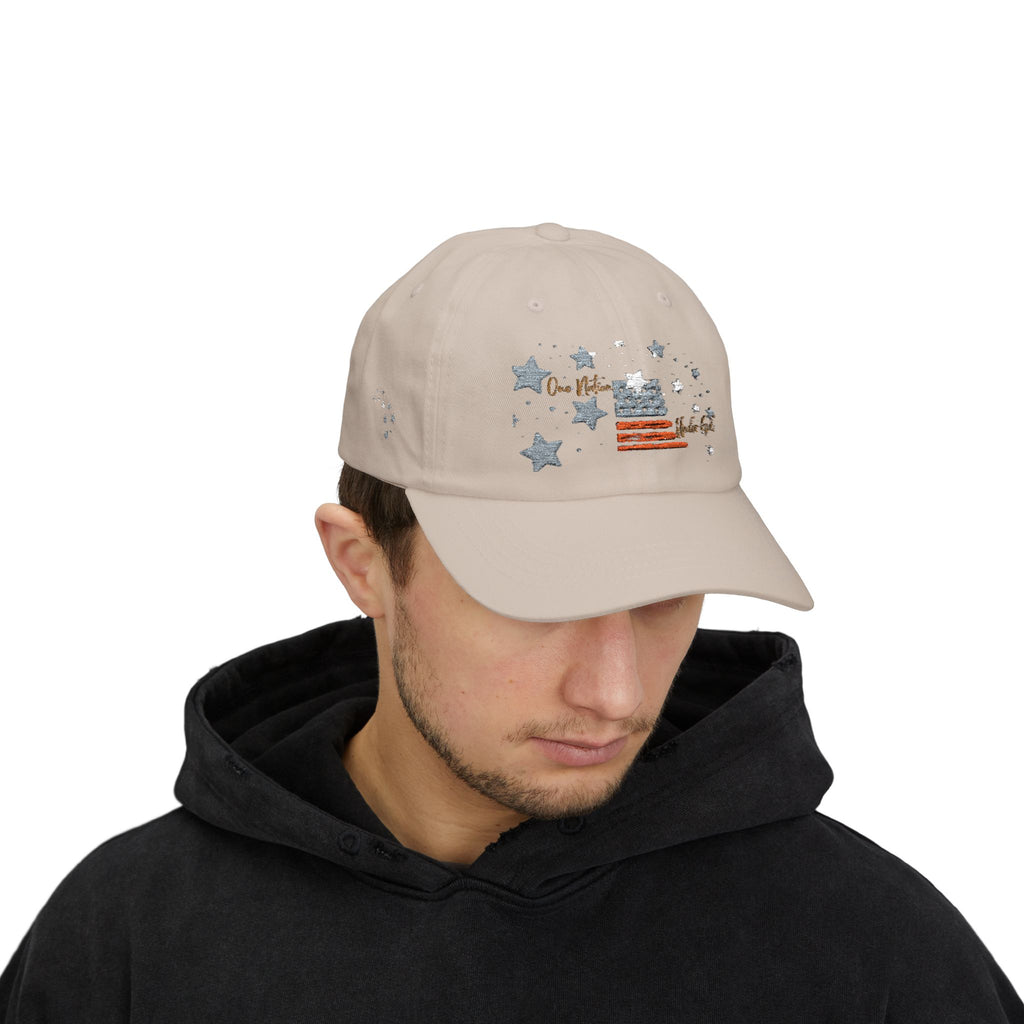 One Nation Under God | Embroidered Stars & Flag Dad Cap
