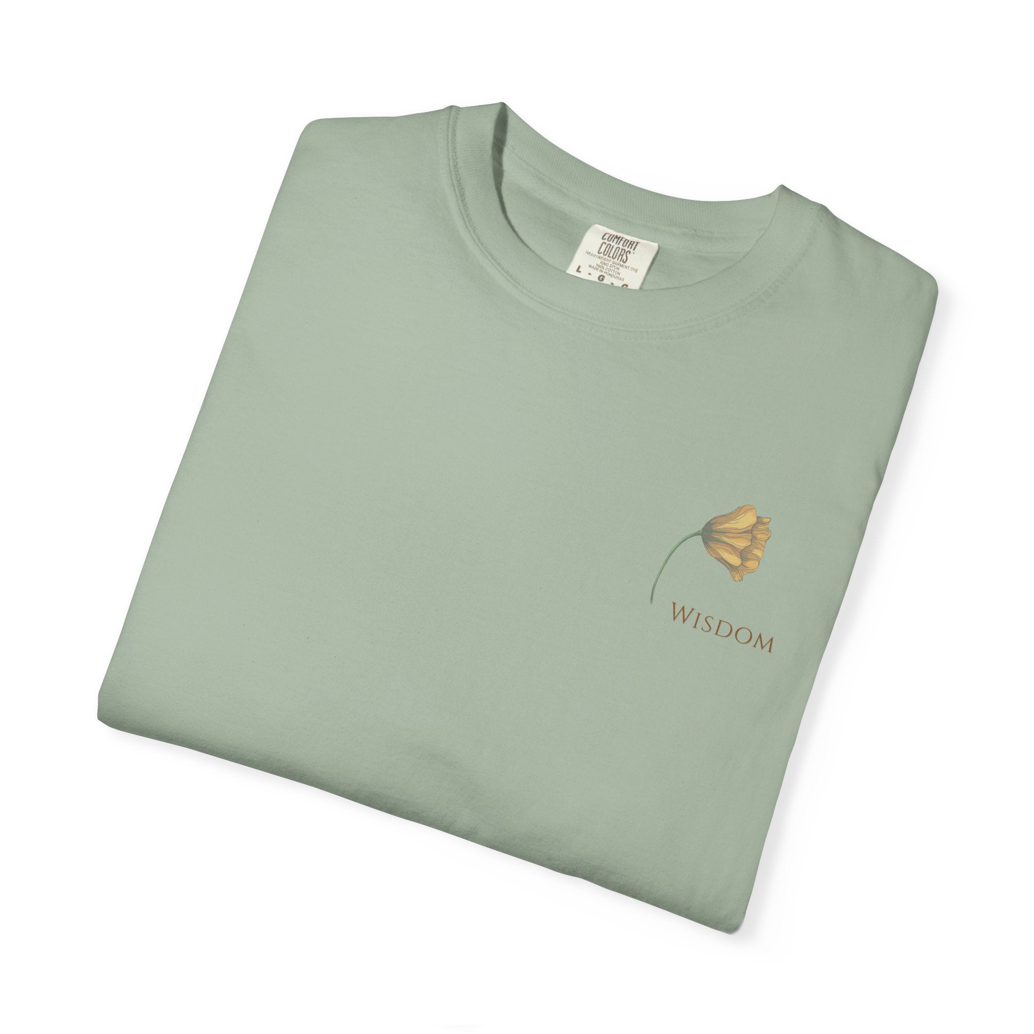 Whispers Collection™ | “Wisdom” Comfort Colors® Garment-Dyed Tee | Inspirational Botanical Shirt | Literary Minimalist Graphic Tee Women Adult