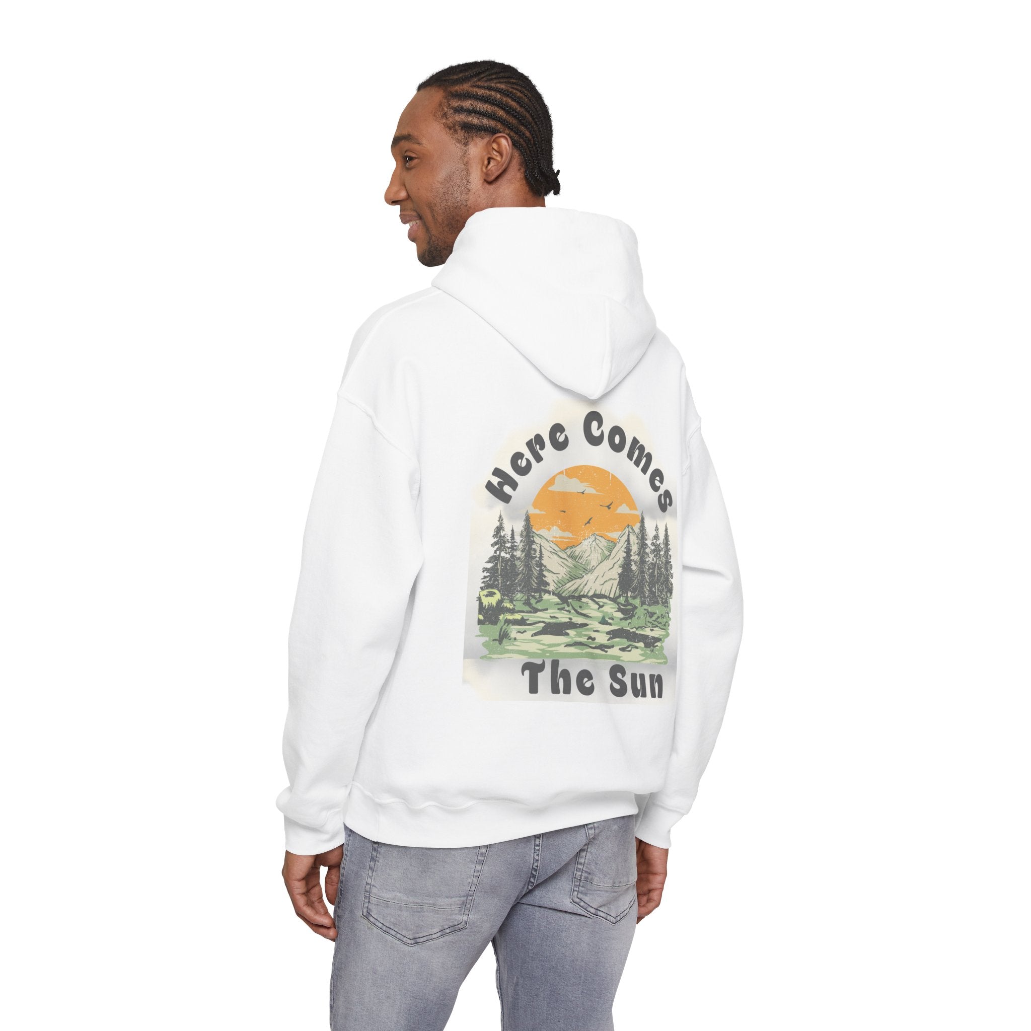 Peace and Love Retro "Here Comes The Sun" Graphic Hoodie — Unisex for Anyone