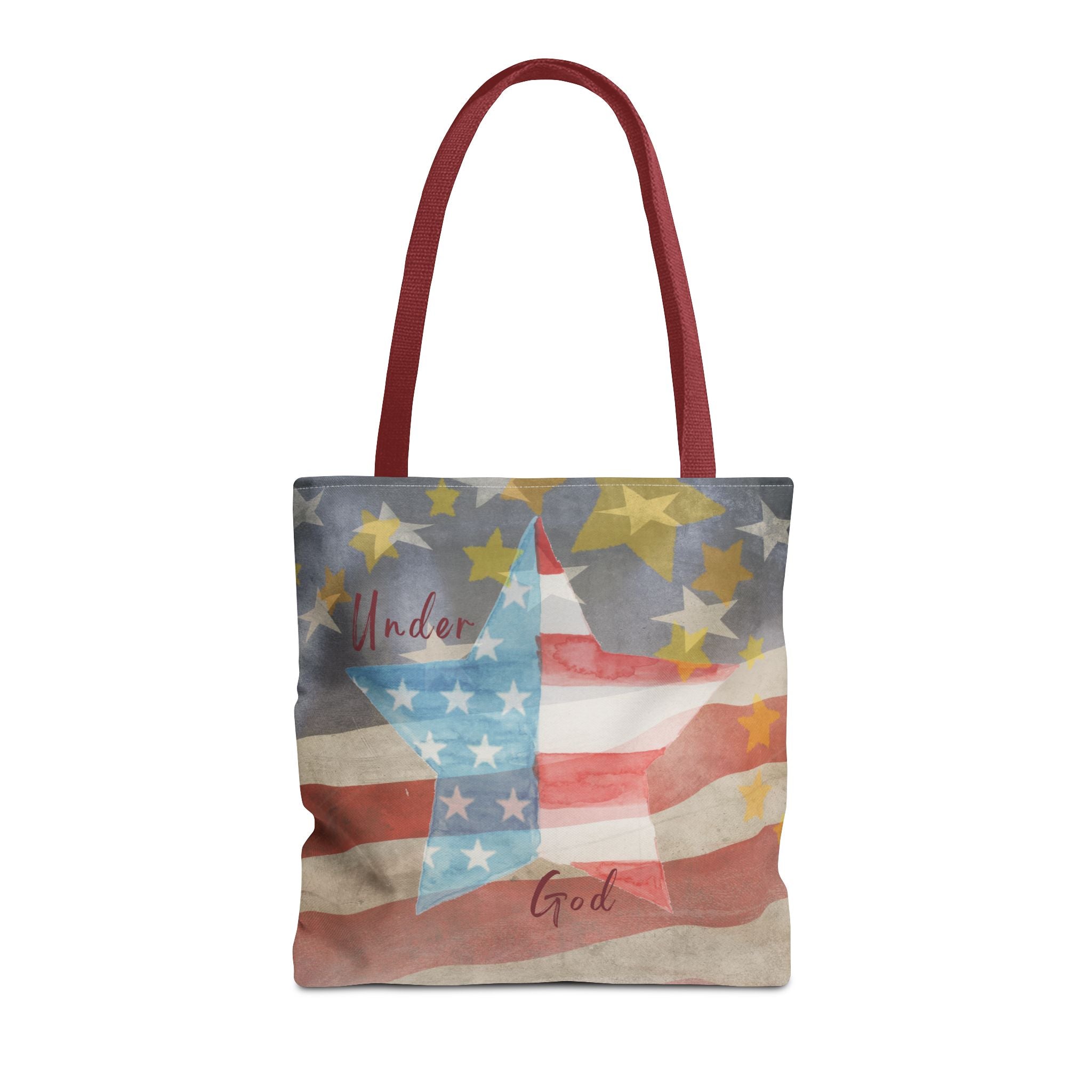Under God | Watercolor Stars and Stripes Tote Bag 3 Sizes