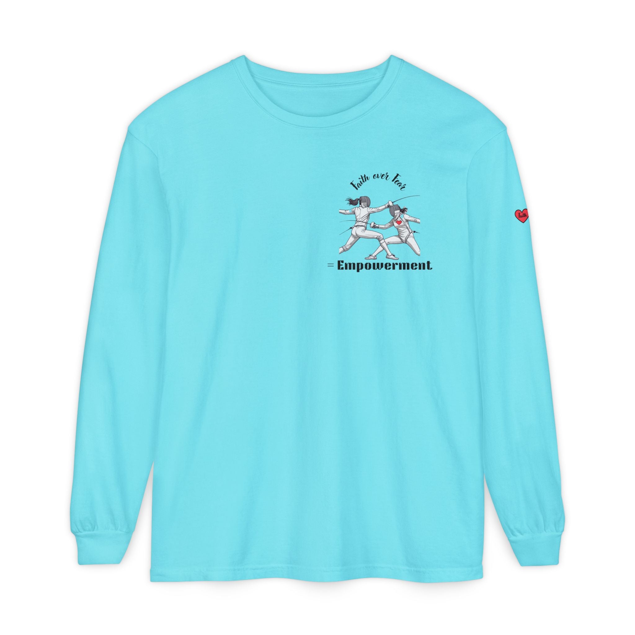 Faith Over Fear – Empowerment Long Sleeve Fencing Tee for Women & Girls