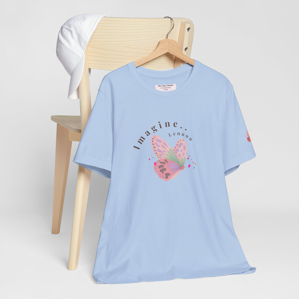 Peace and Love Imagine Tee | John Lennon 70's Butterfly Graphic T-Shirt