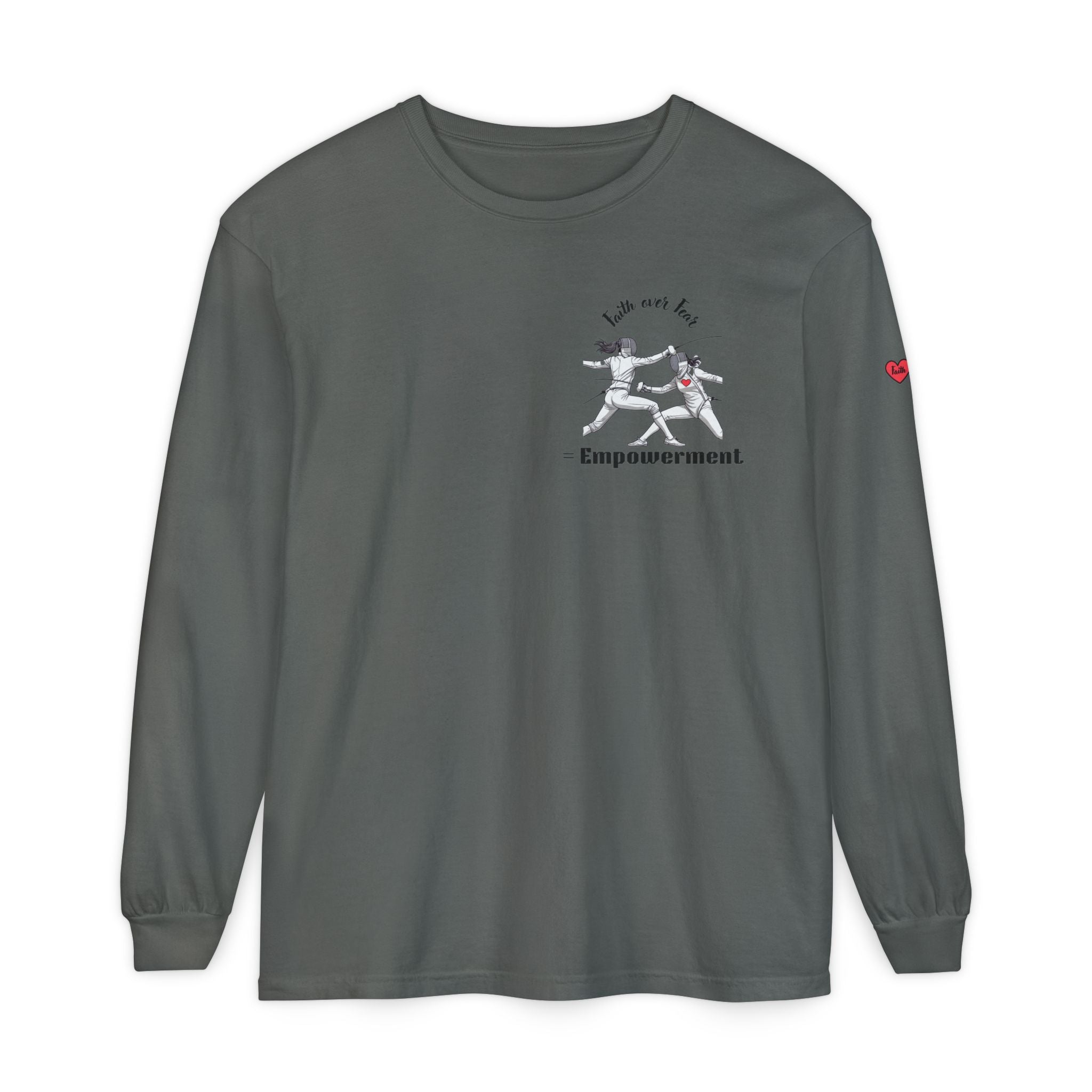 Faith Over Fear – Empowerment Long Sleeve Fencing Tee for Women & Girls