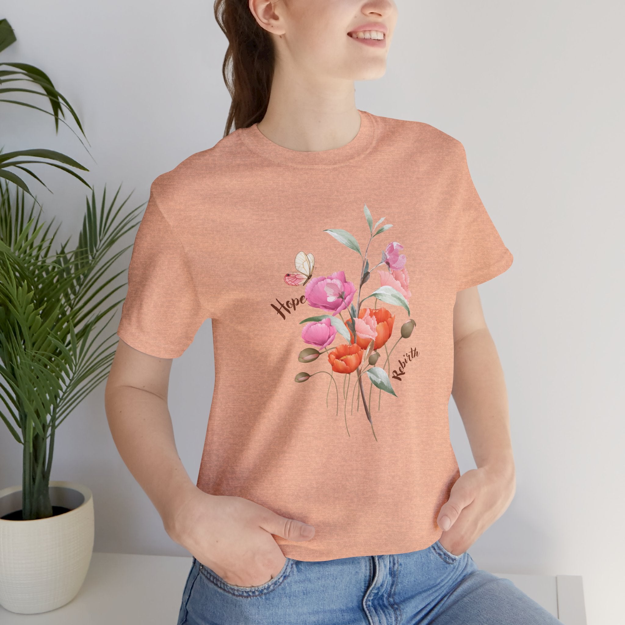 Relaxed Adult Female Comfort Tee: Hope & Rebirth Floral Tee – Easter Collection