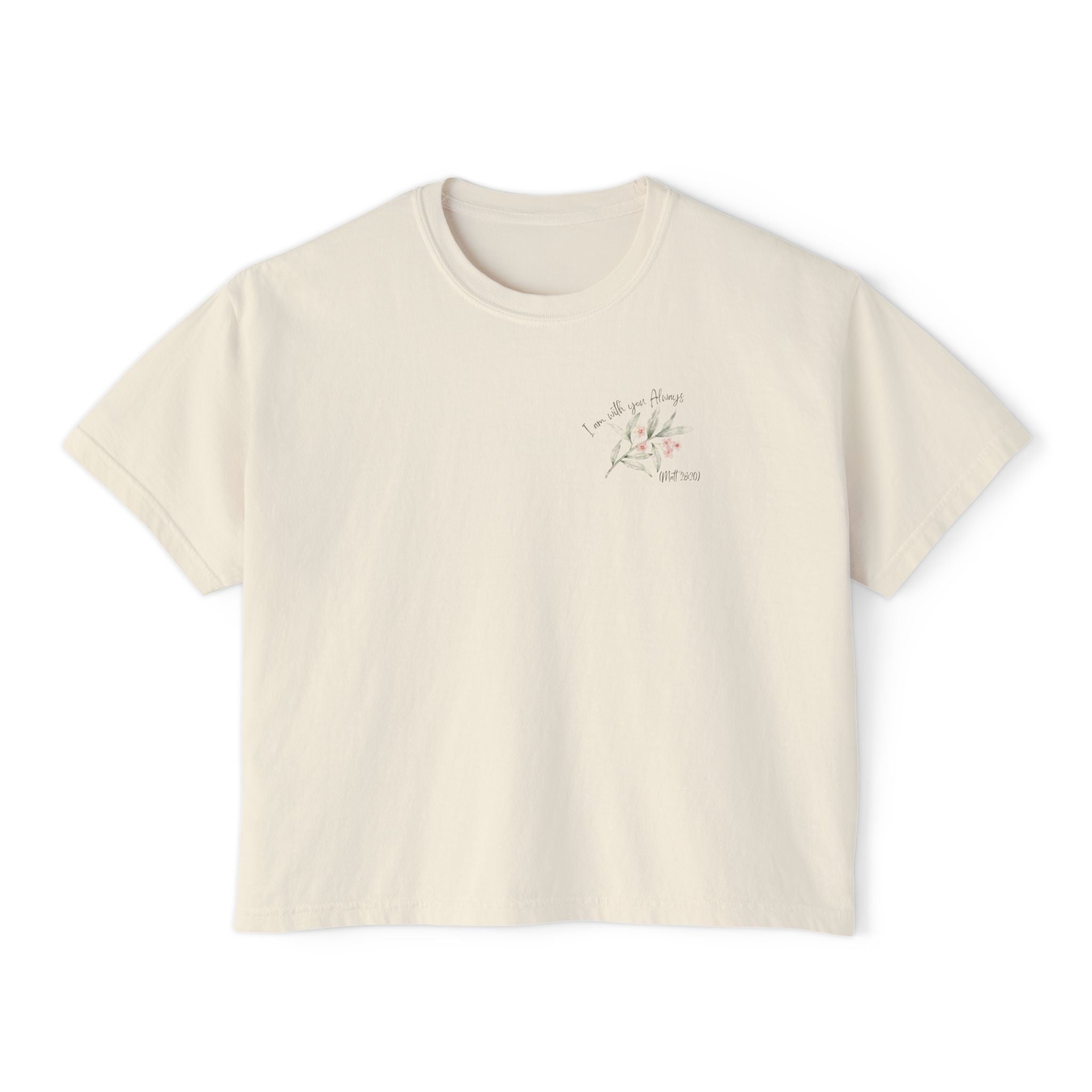 I Am With You Always | Matthew 28:20 Floral Cropped T-Shirt – Faith Tee Adult Female