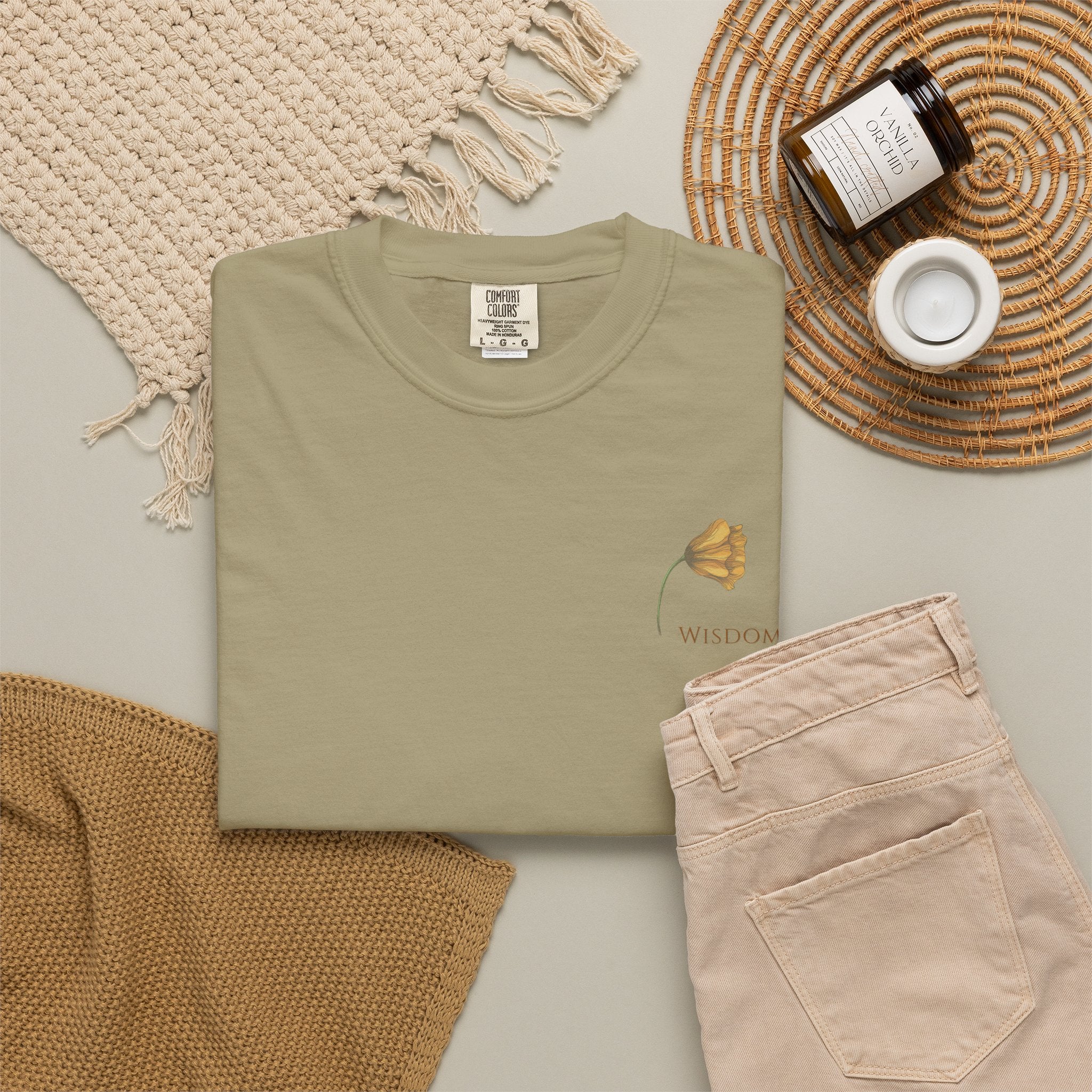 Whispers Collection™ | “Wisdom” Comfort Colors® Garment-Dyed Tee | Inspirational Botanical Shirt | Literary Minimalist Graphic Tee Women Adult