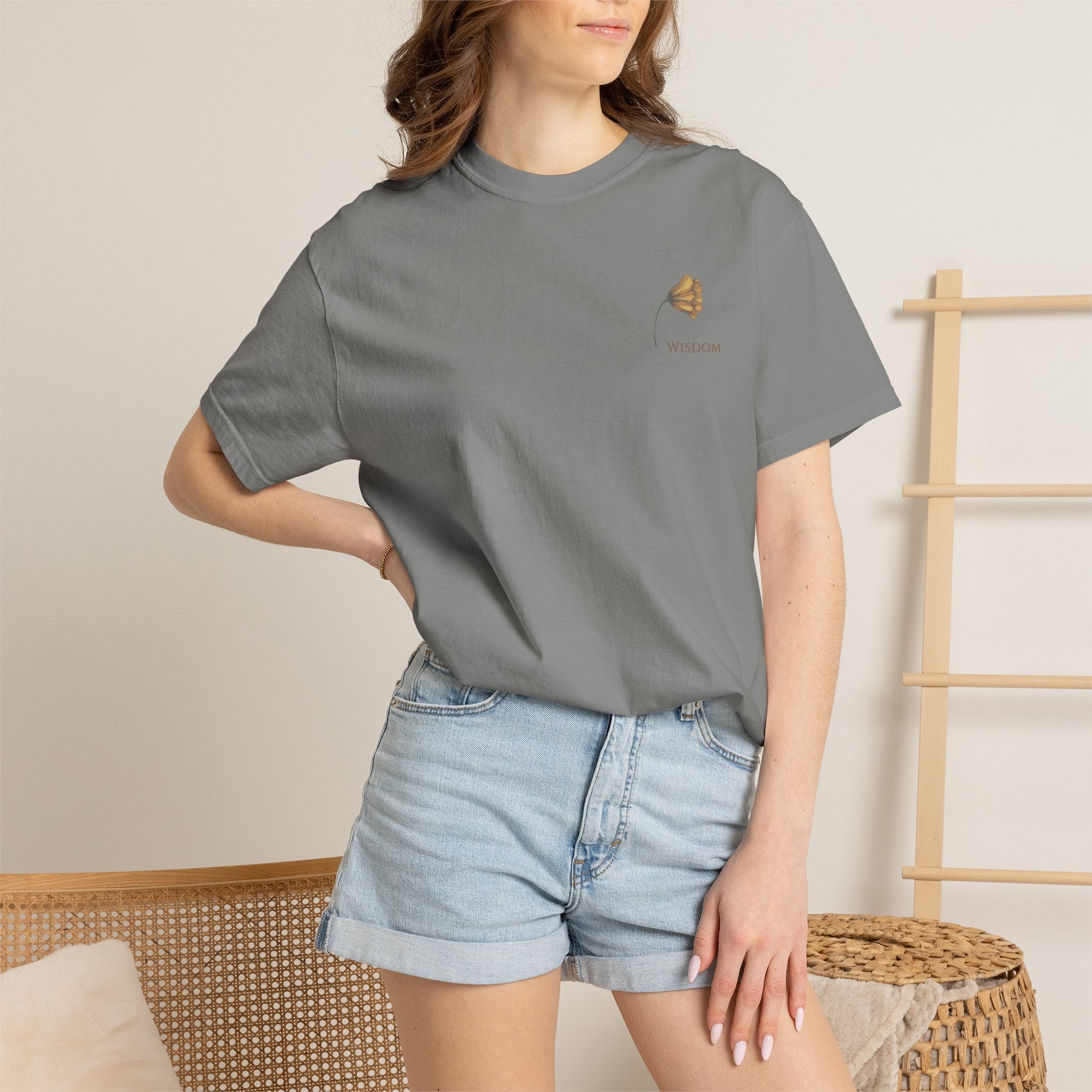 Whispers Collection™ | “Wisdom” Comfort Colors® Garment-Dyed Tee | Inspirational Botanical Shirt | Literary Minimalist Graphic Tee Women Adult