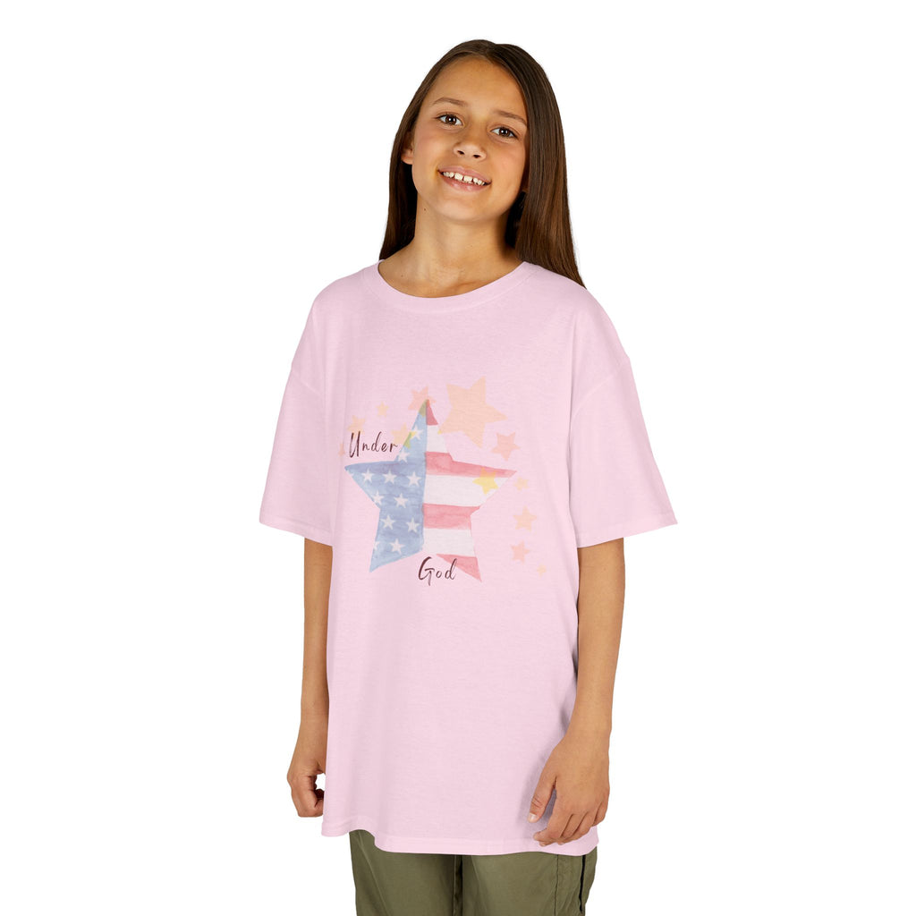 Under God | Watercolor Star Flag Kids T-Shirt Unisex Kids Heavy Cotton™ Tee