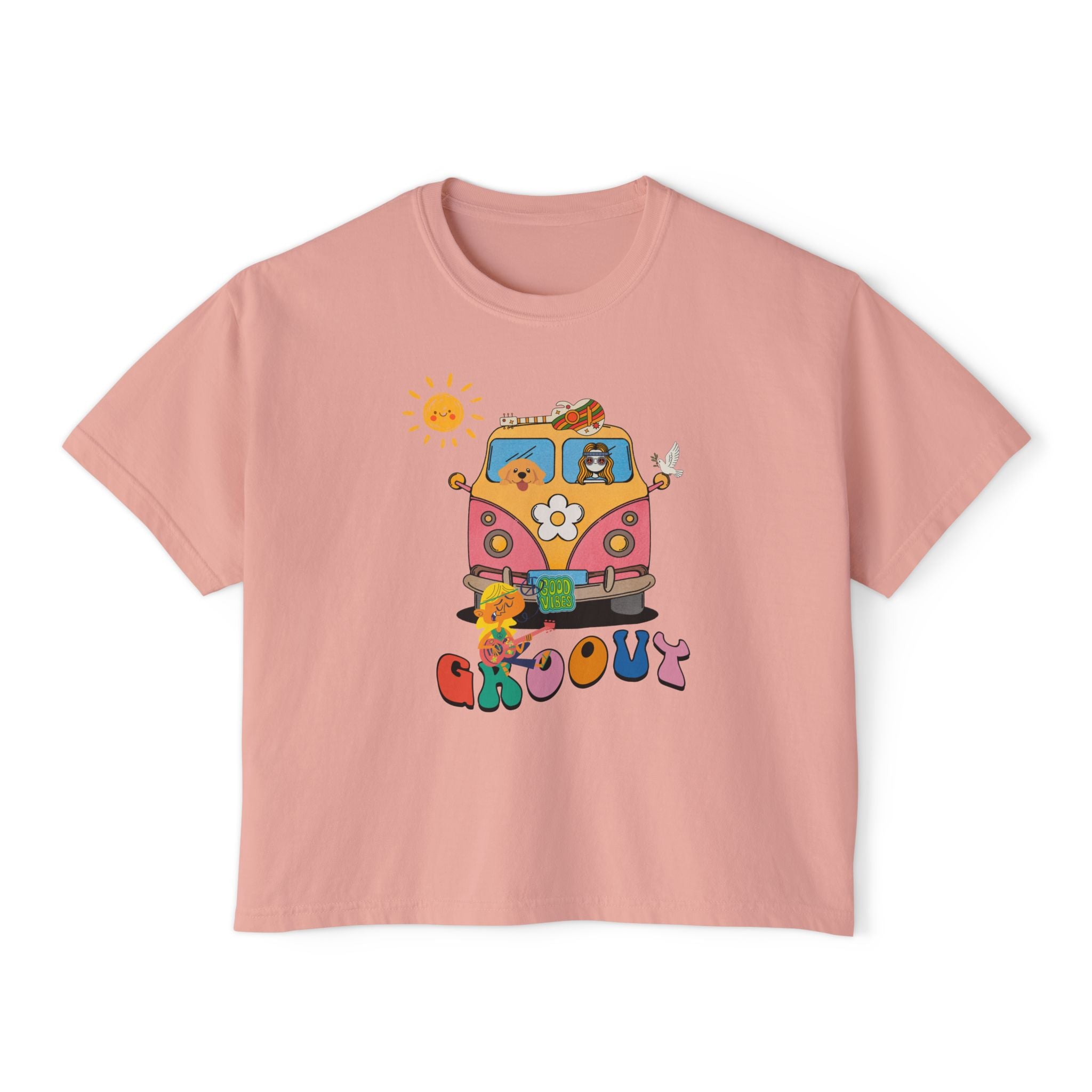 Adult Women's Boxy Tee:  Grove Out:  Peace and Love