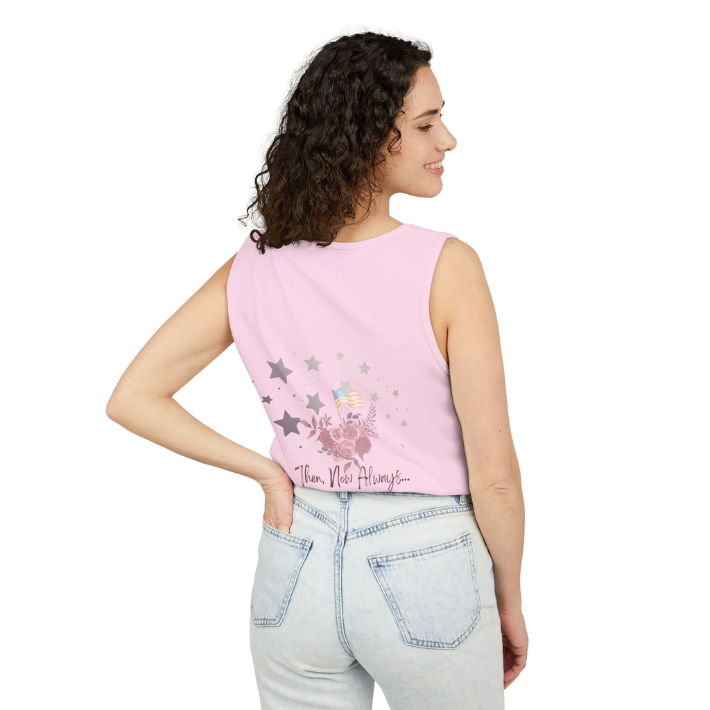 Then, Now and Always | Watercolor Flag & Roses Women's Tank Top