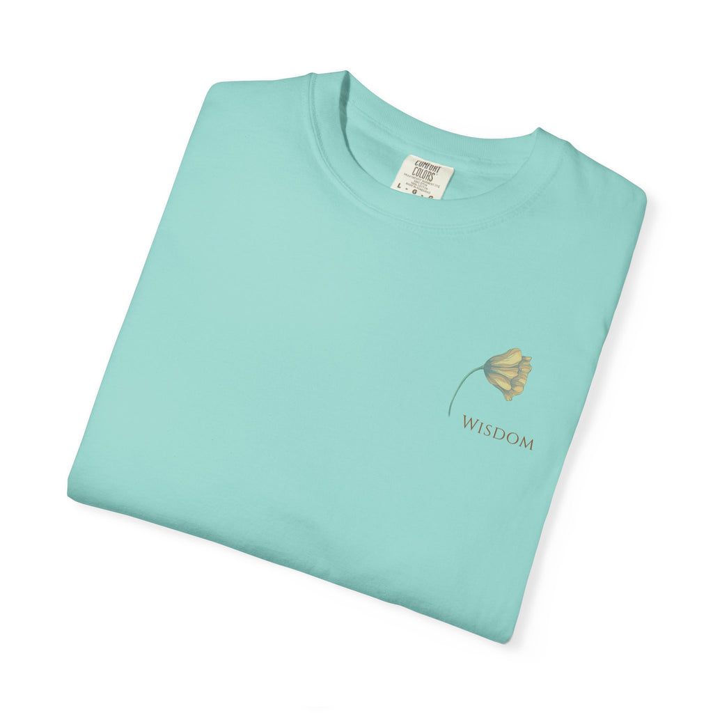 Whispers Collection™ | “Wisdom” Comfort Colors® Garment-Dyed Tee | Inspirational Botanical Shirt | Literary Minimalist Graphic Tee Women Adult