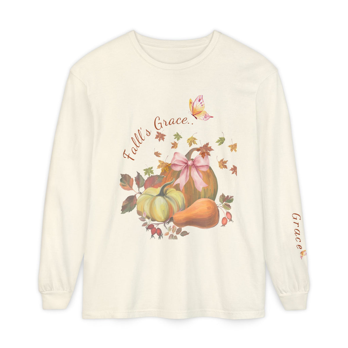 Fall’s Grace | Women’s Pumpkin Long-Sleeve Tee