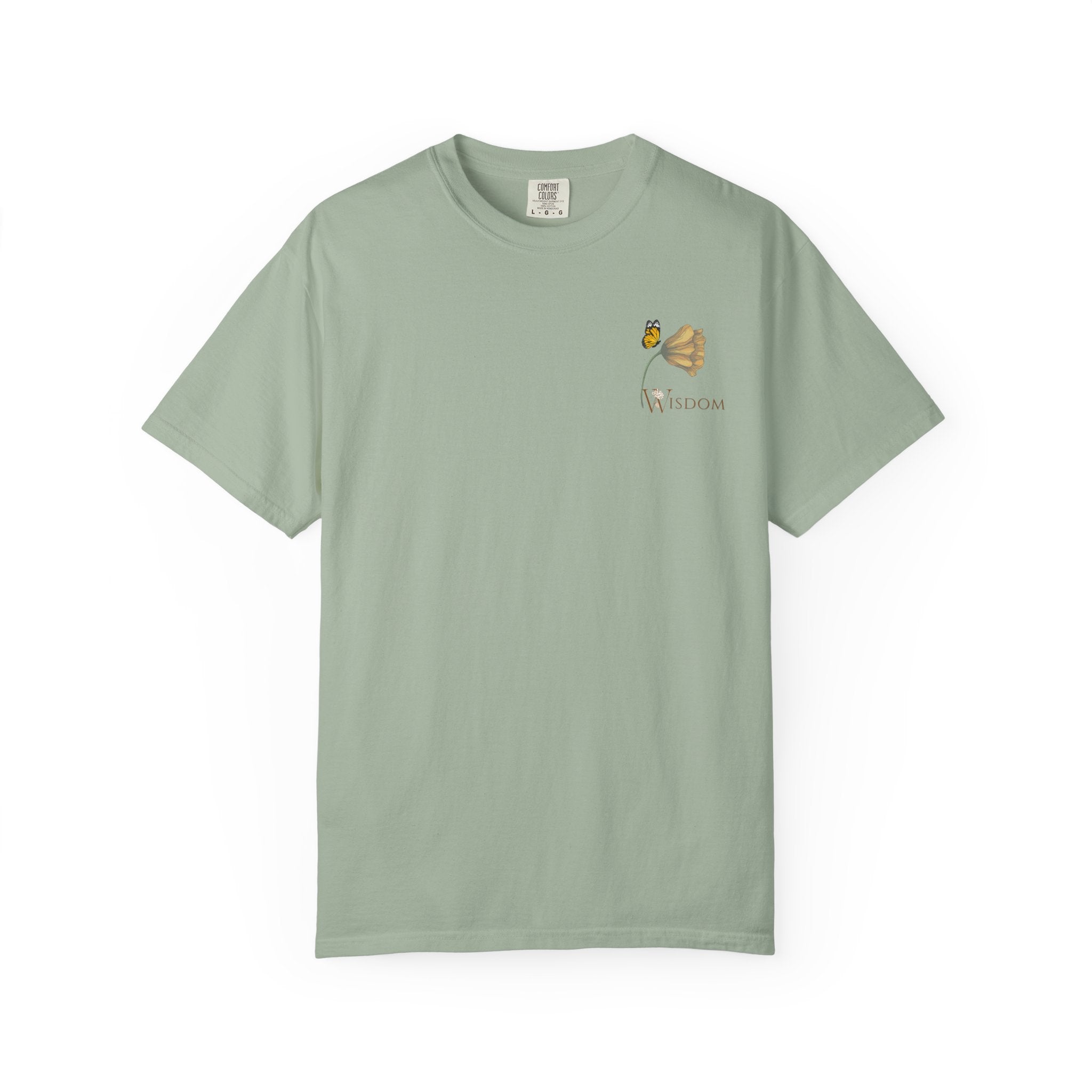 Whispers Collection™ | “Wisdom” Comfort Colors® Garment-Dyed Tee | Inspirational Botanical Shirt | Literary Minimalist Graphic Tee Women Adult