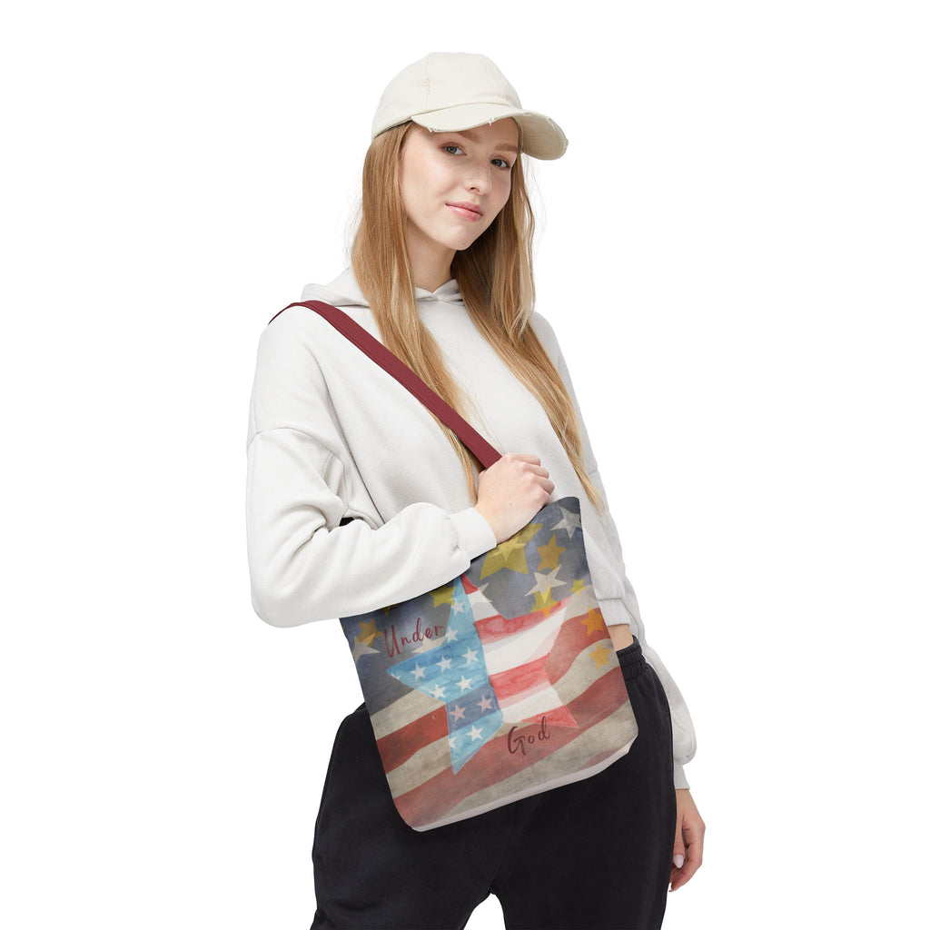 Under God | Watercolor Stars and Stripes Tote Bag 3 Sizes