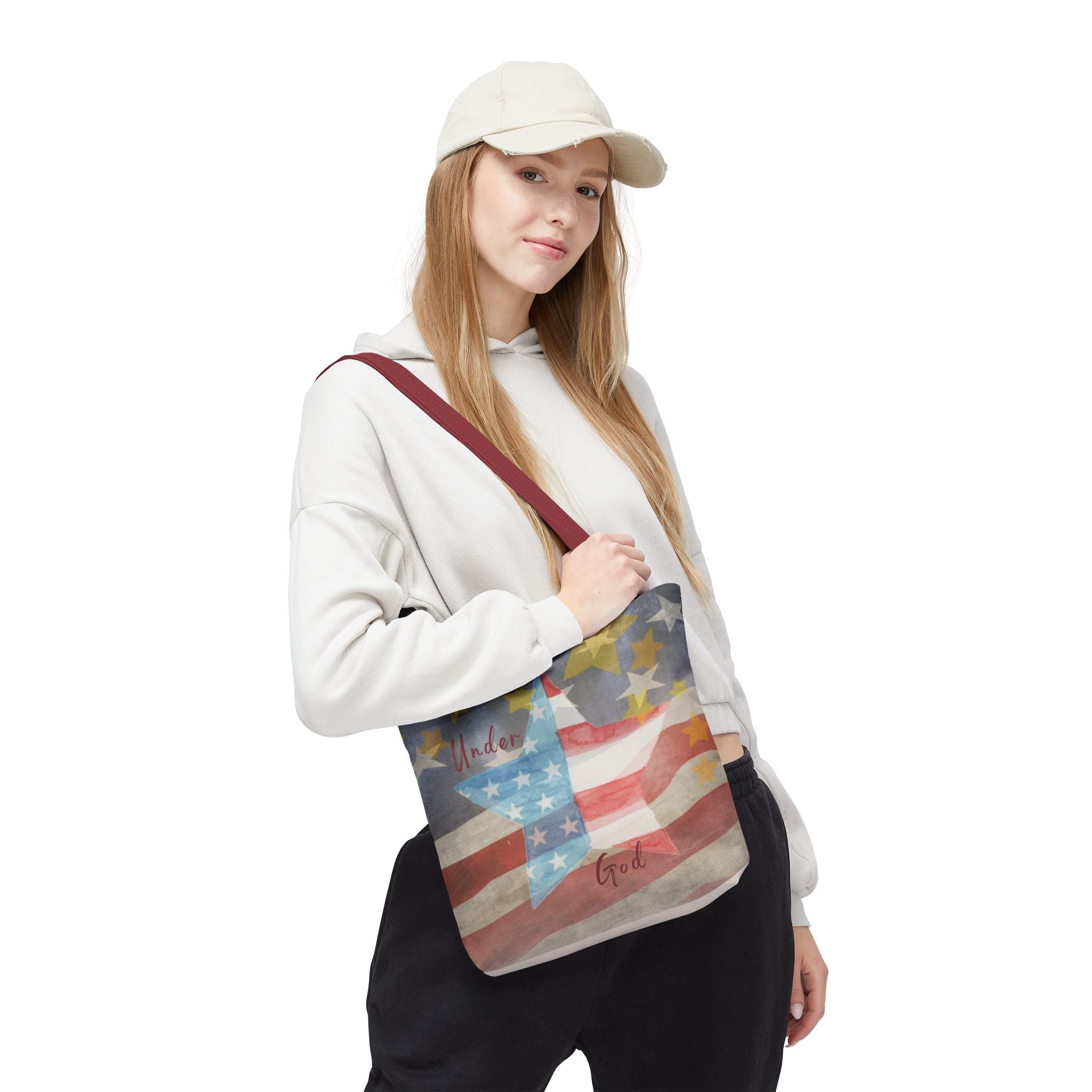 Under God | Watercolor Stars and Stripes Tote Bag 3 Sizes
