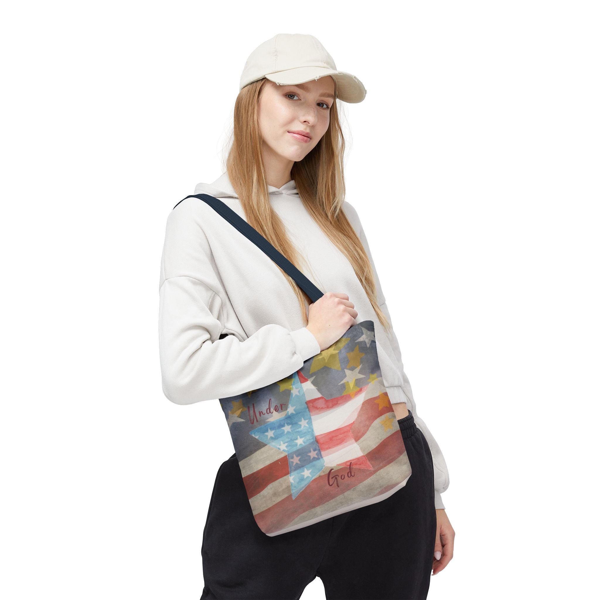 Under God | Watercolor Stars and Stripes Tote Bag 3 Sizes